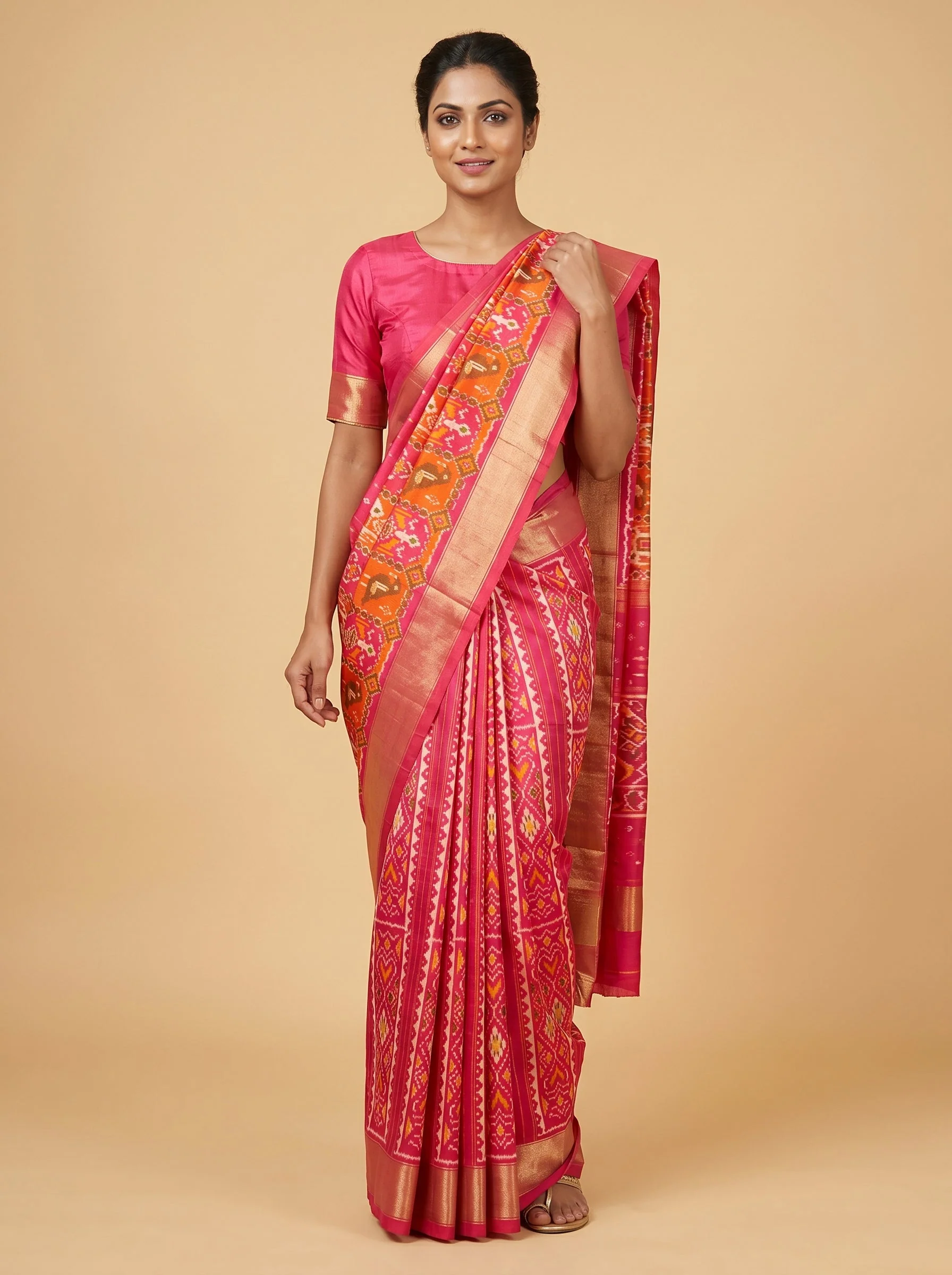 Orange Bright Loom Handloom Saree