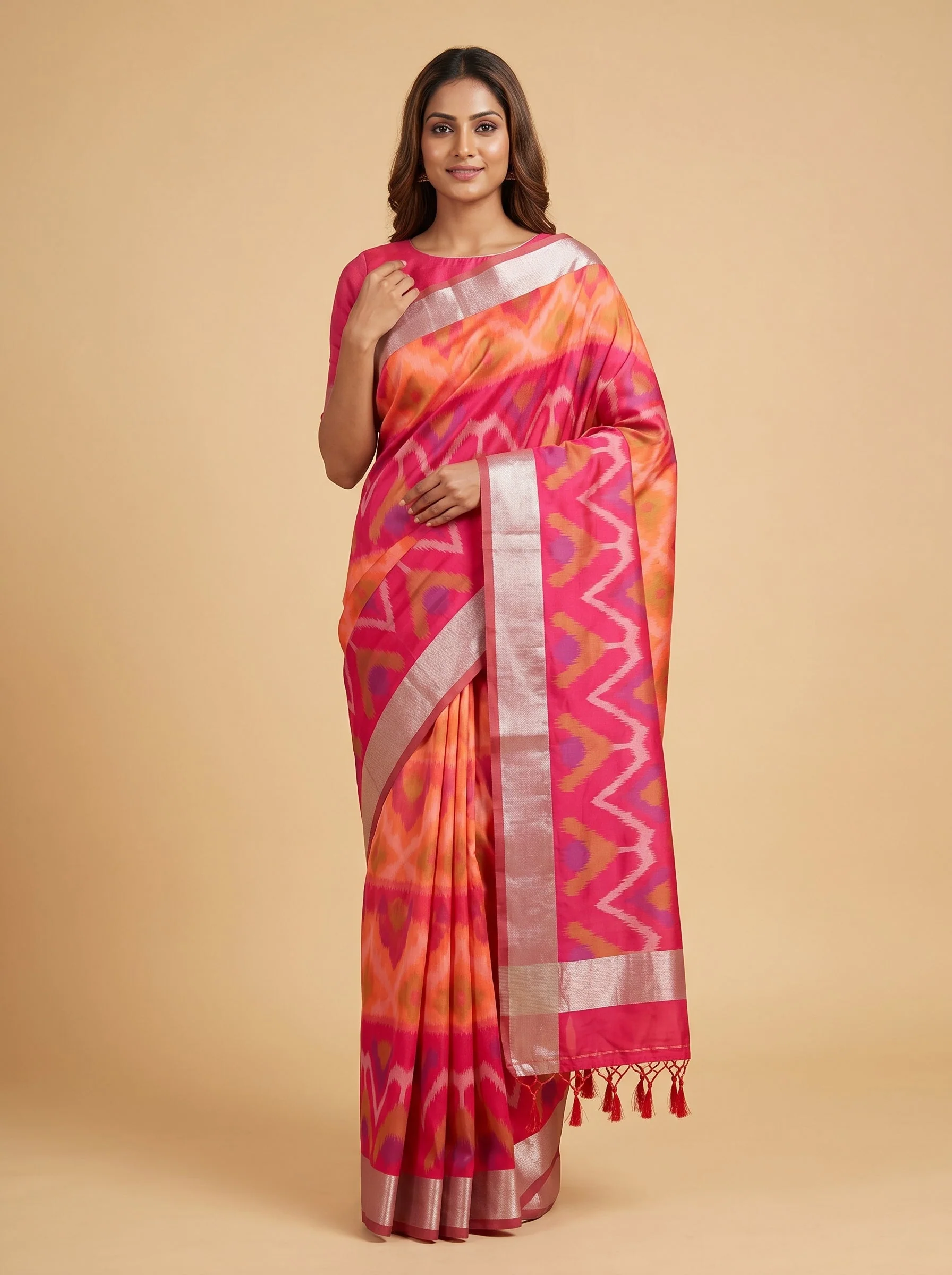 Orange Bright Weave Handloom Saree
