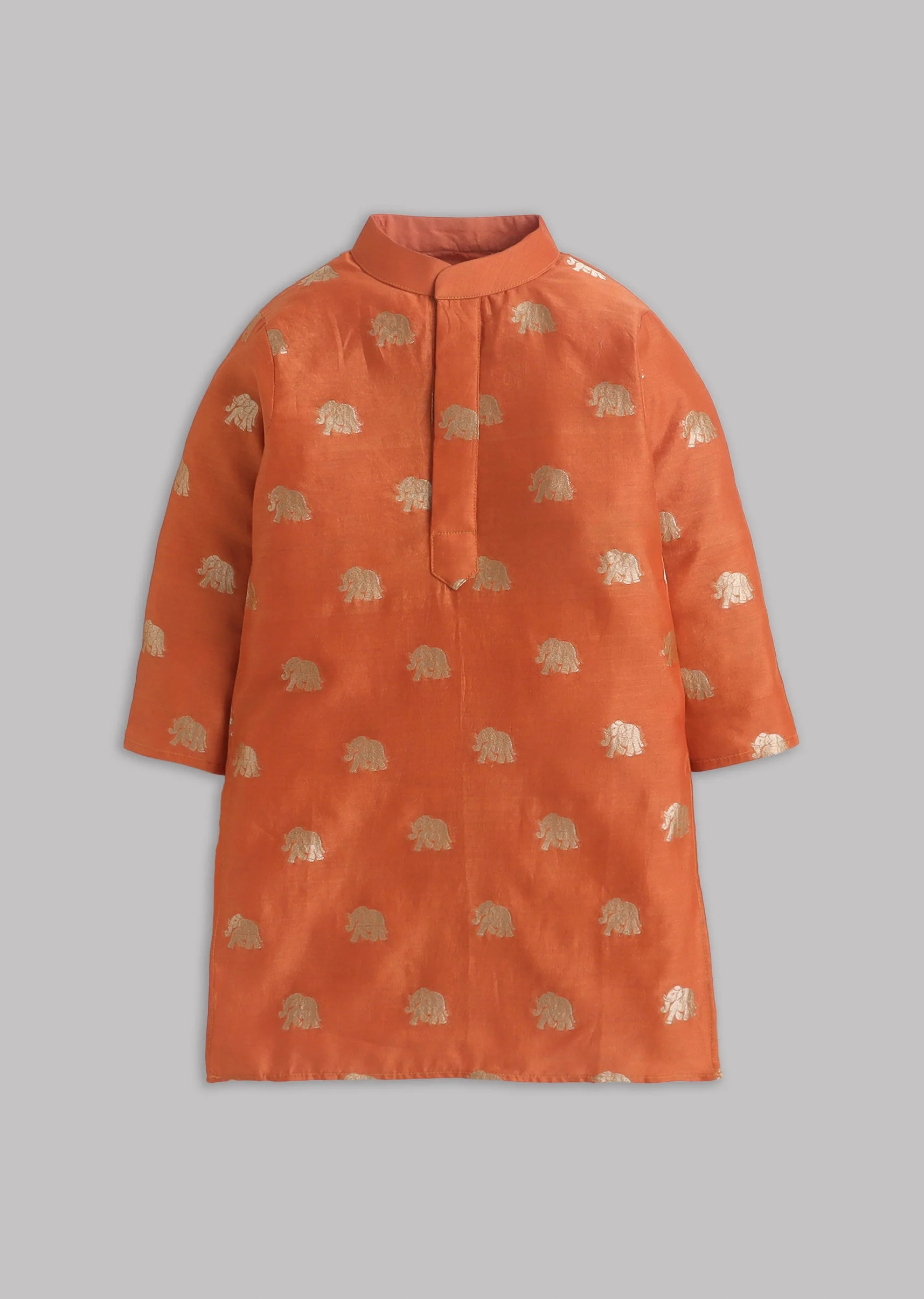 Orange Chanderi Kurta Set With Zari Detail - Image 2
