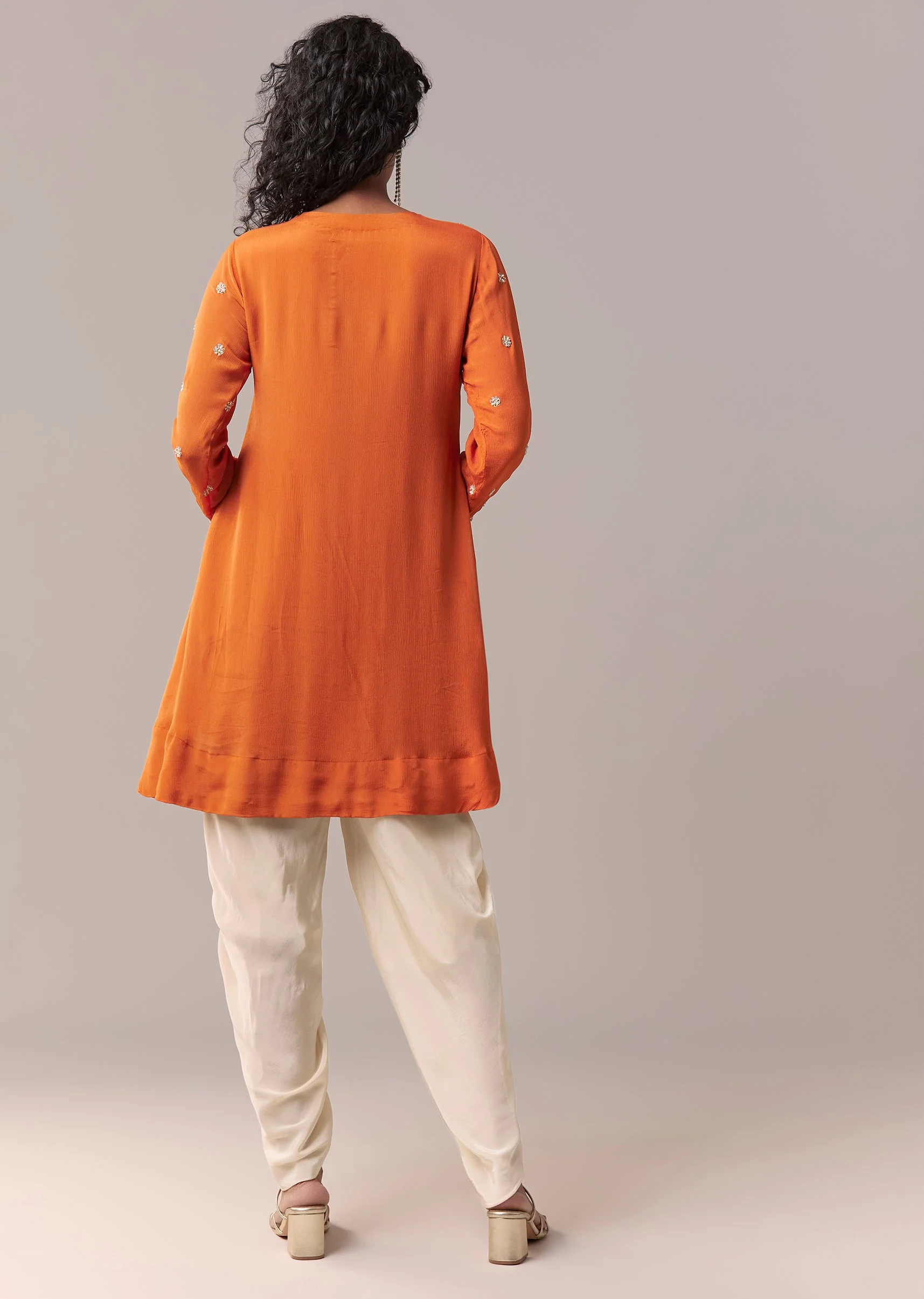 Orange Embellished Dhoti Suit Set - Image 5