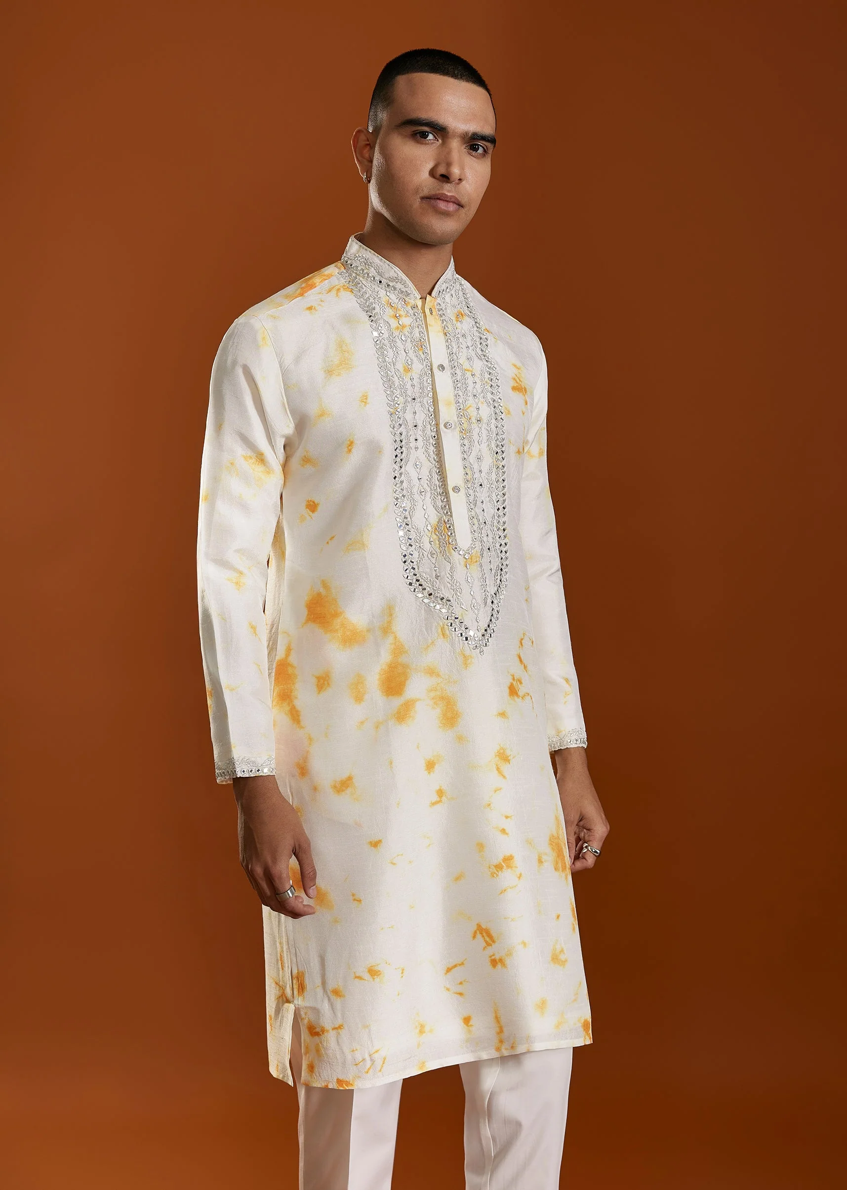 Orange Embroidered Viscose Kurta Set With Dupatta - Image 5