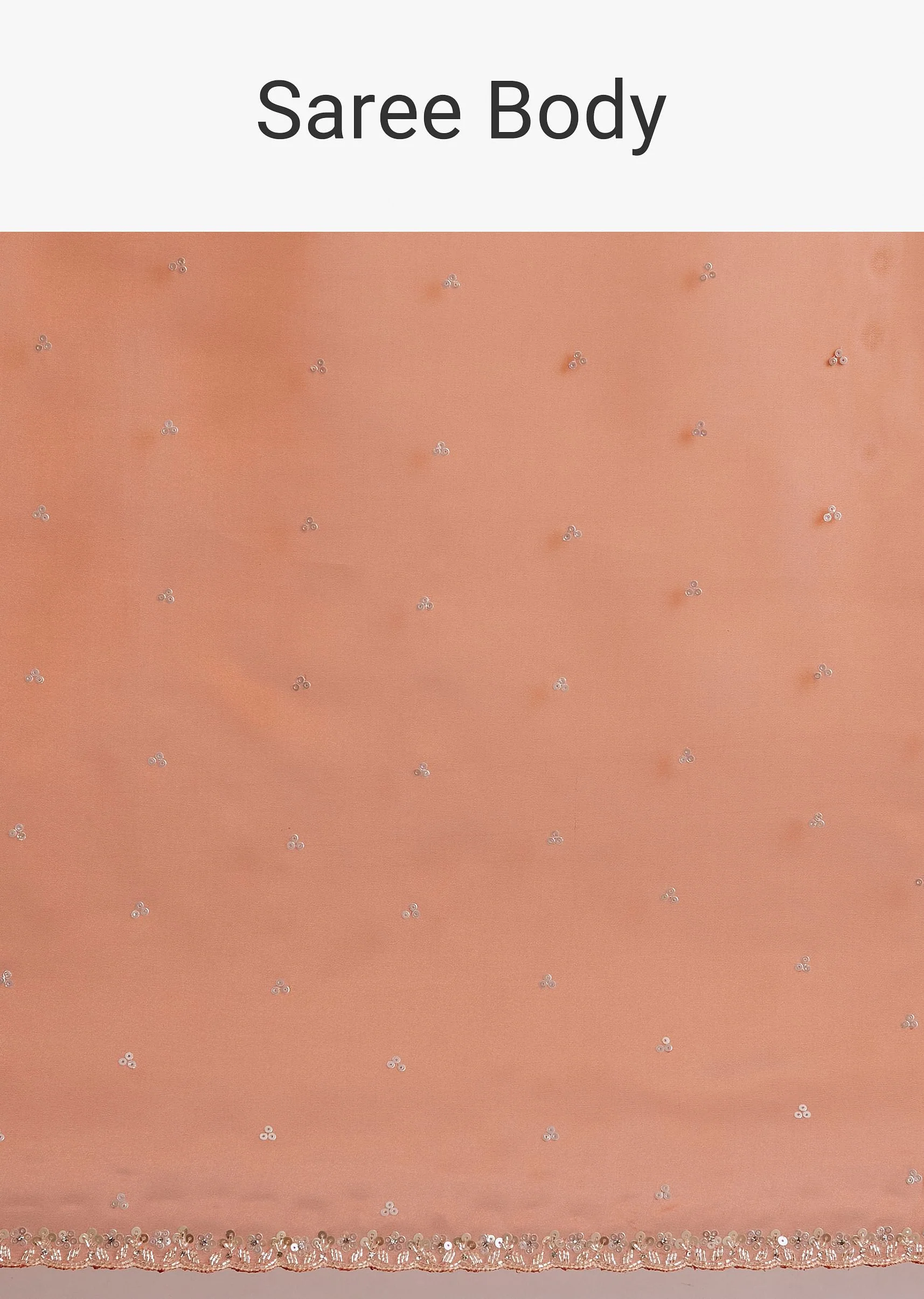Orange Glass Tissue Saree With Cutdana And Sequins Scallop Border - Image 10