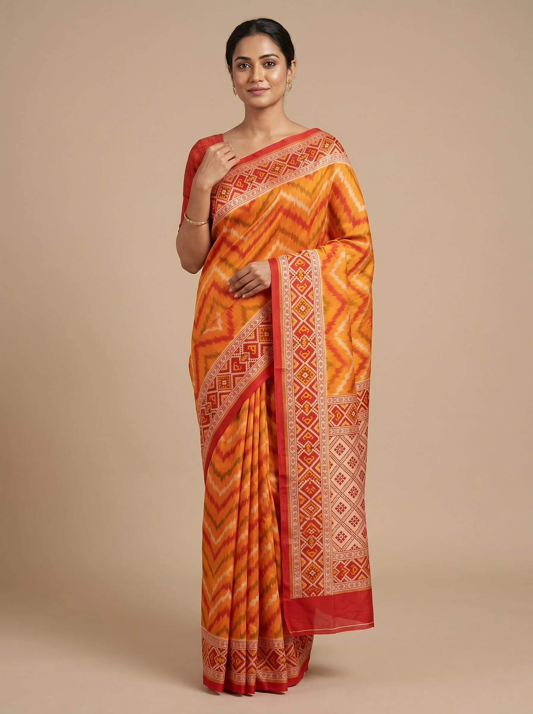 Orange Handloom Saree with Bright Tone