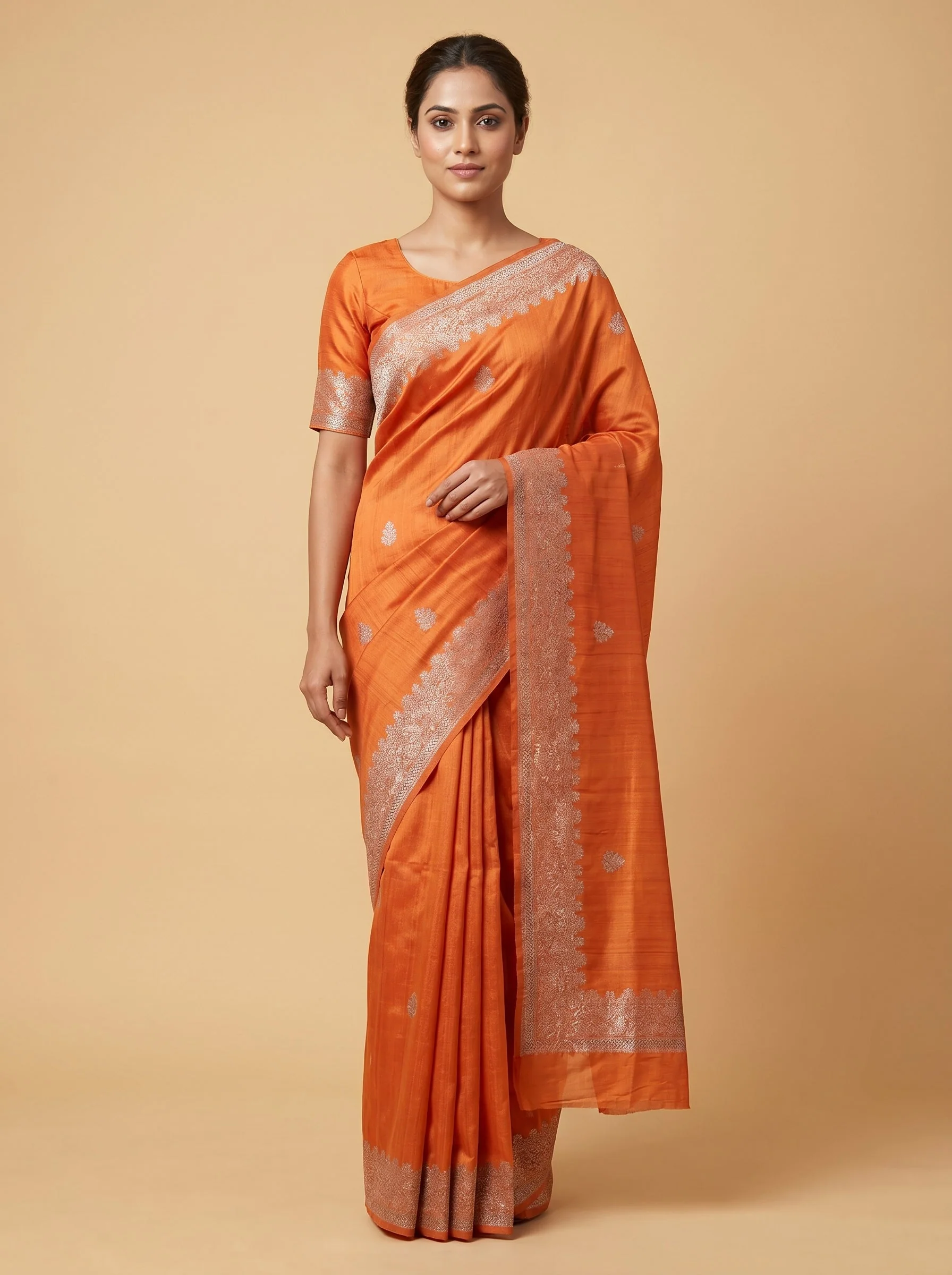 Orange Lively Handloom Saree