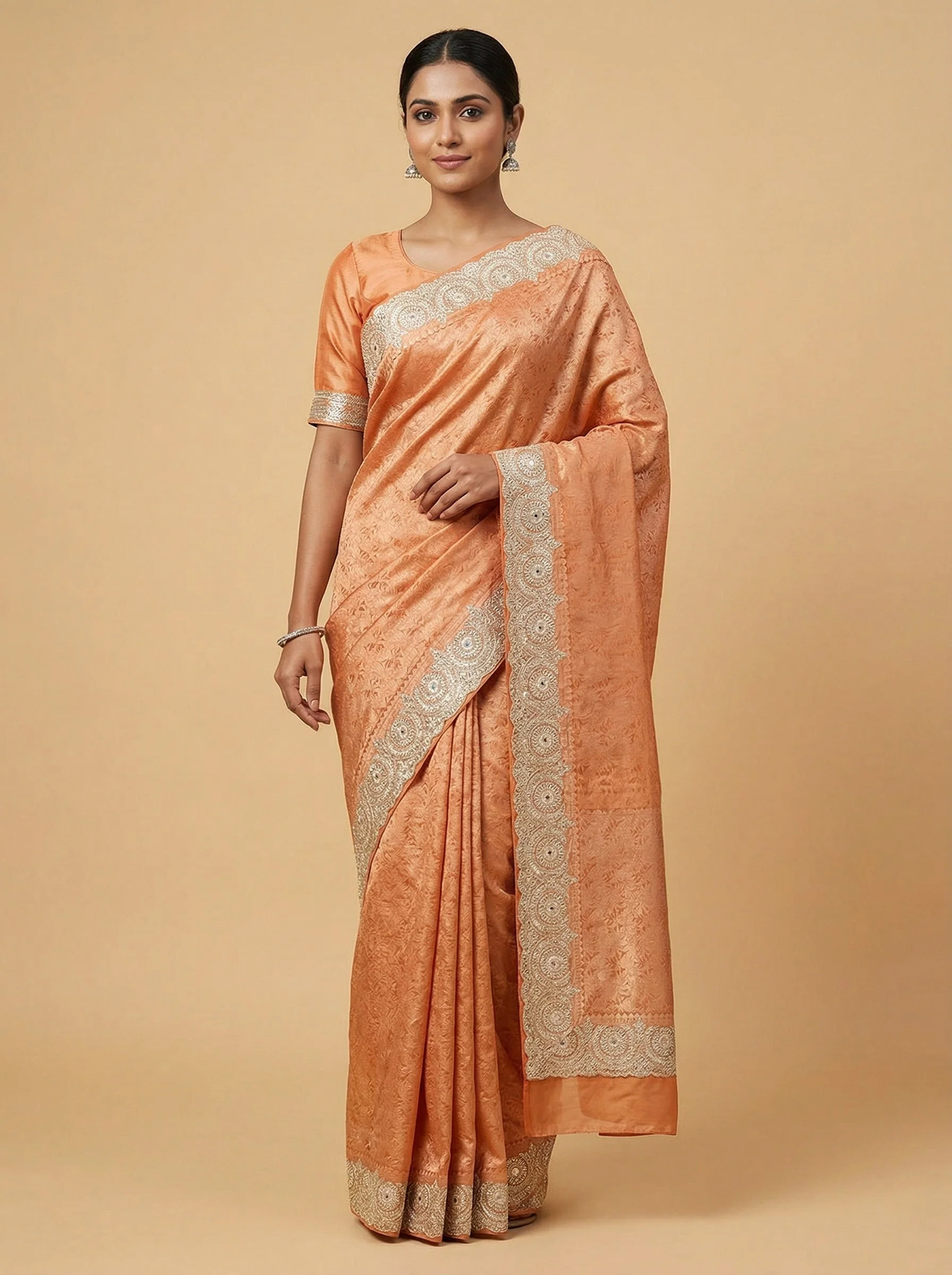 Orange Merry Embroidered Saree