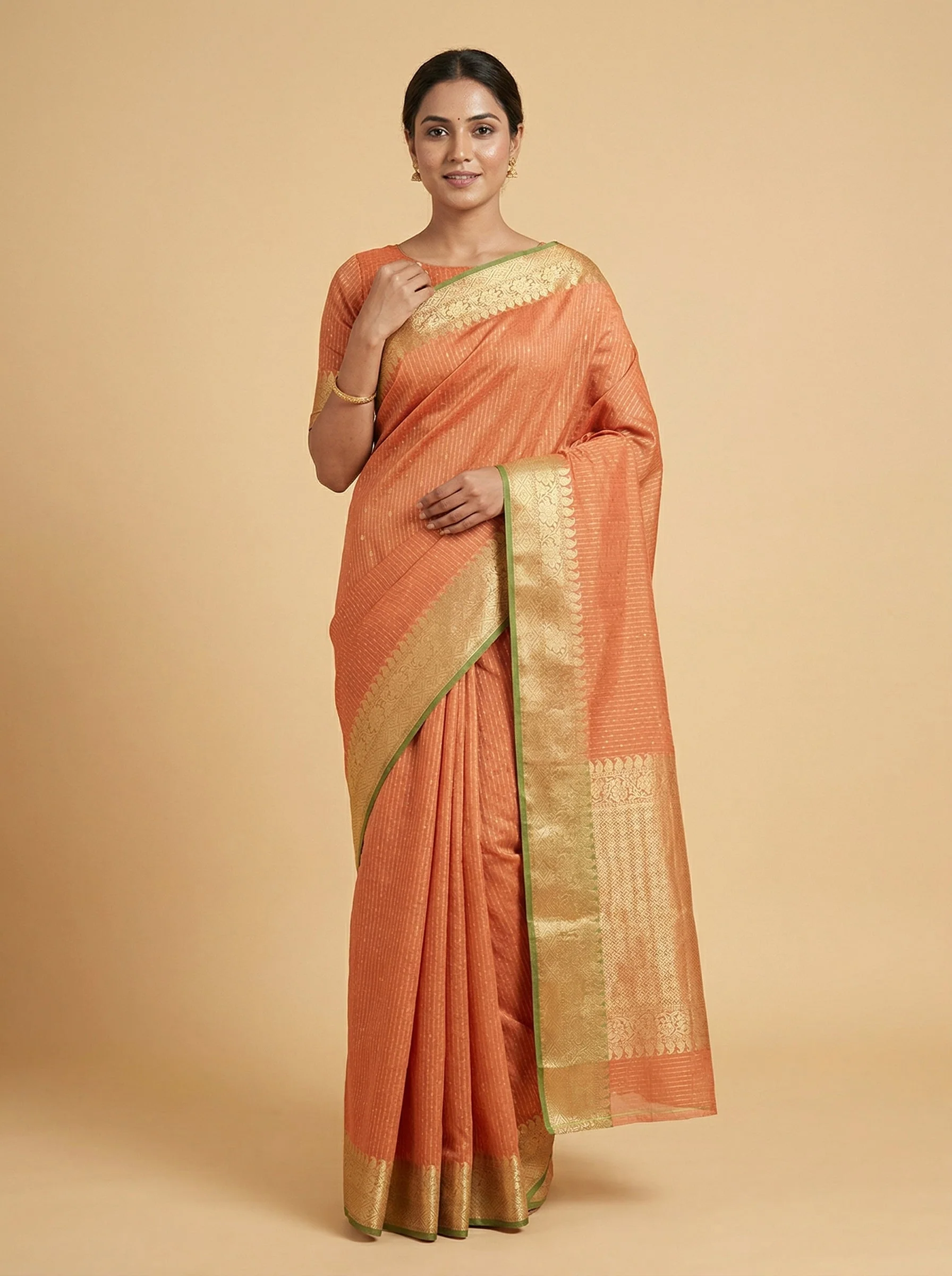 Orange Spirited Handloom Saree