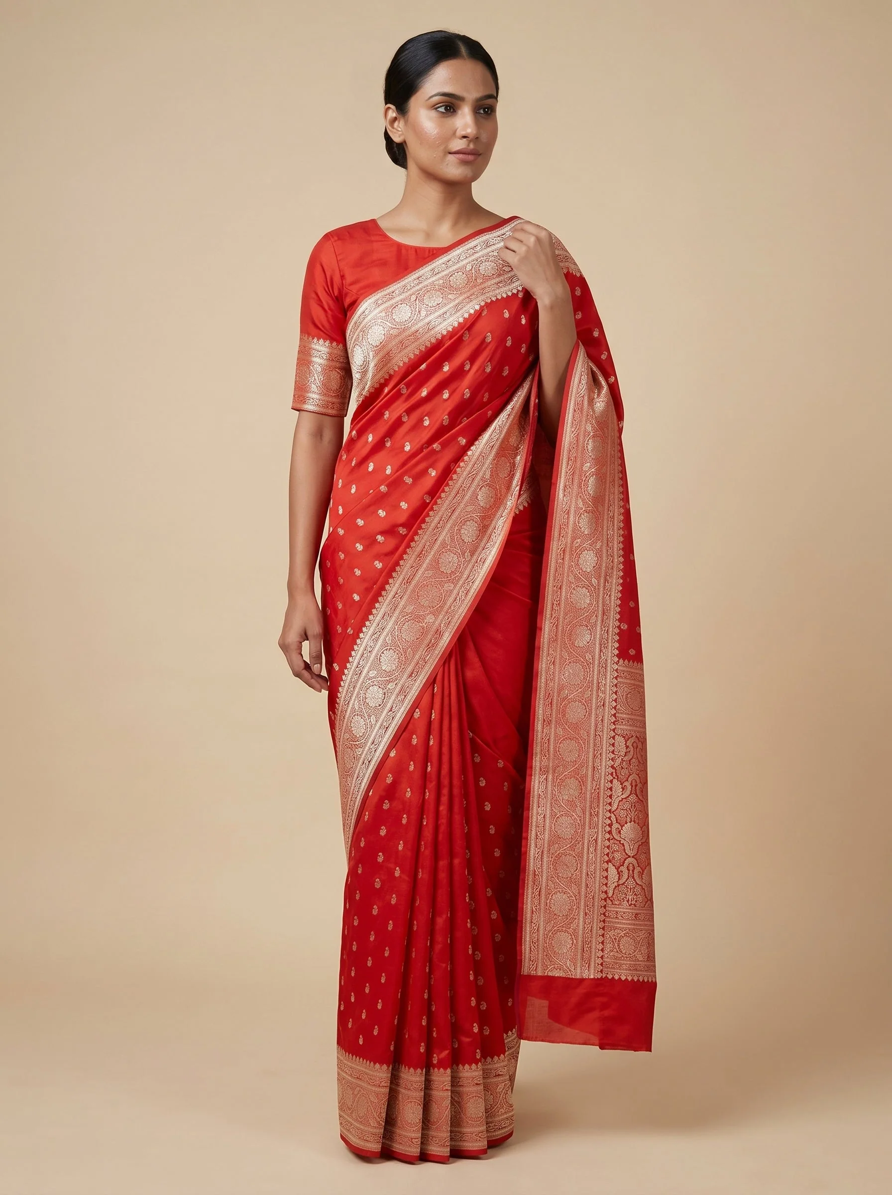 Orange Sunset Hue Handloom Saree