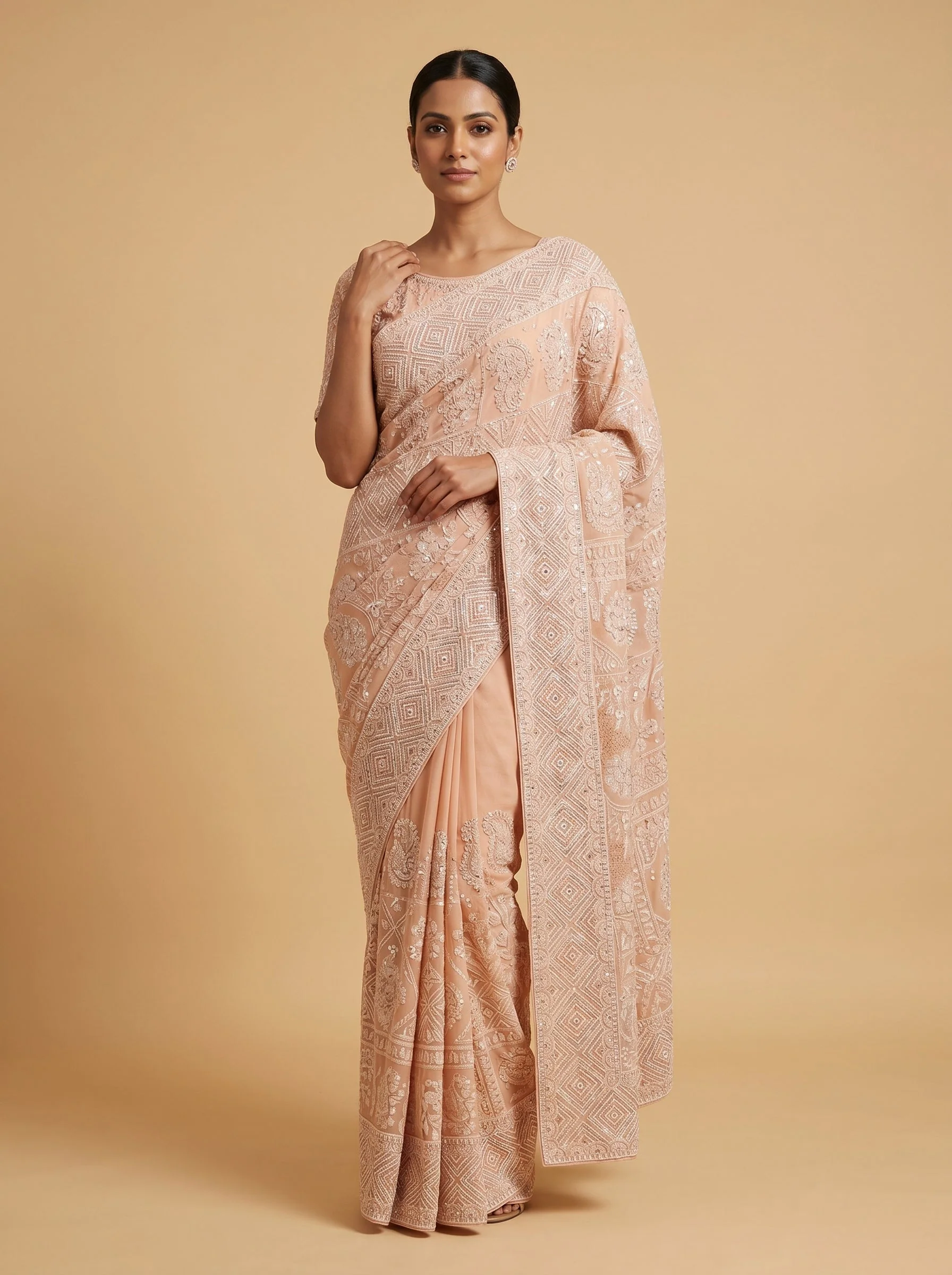 Orange Vibrant Embroidered Saree