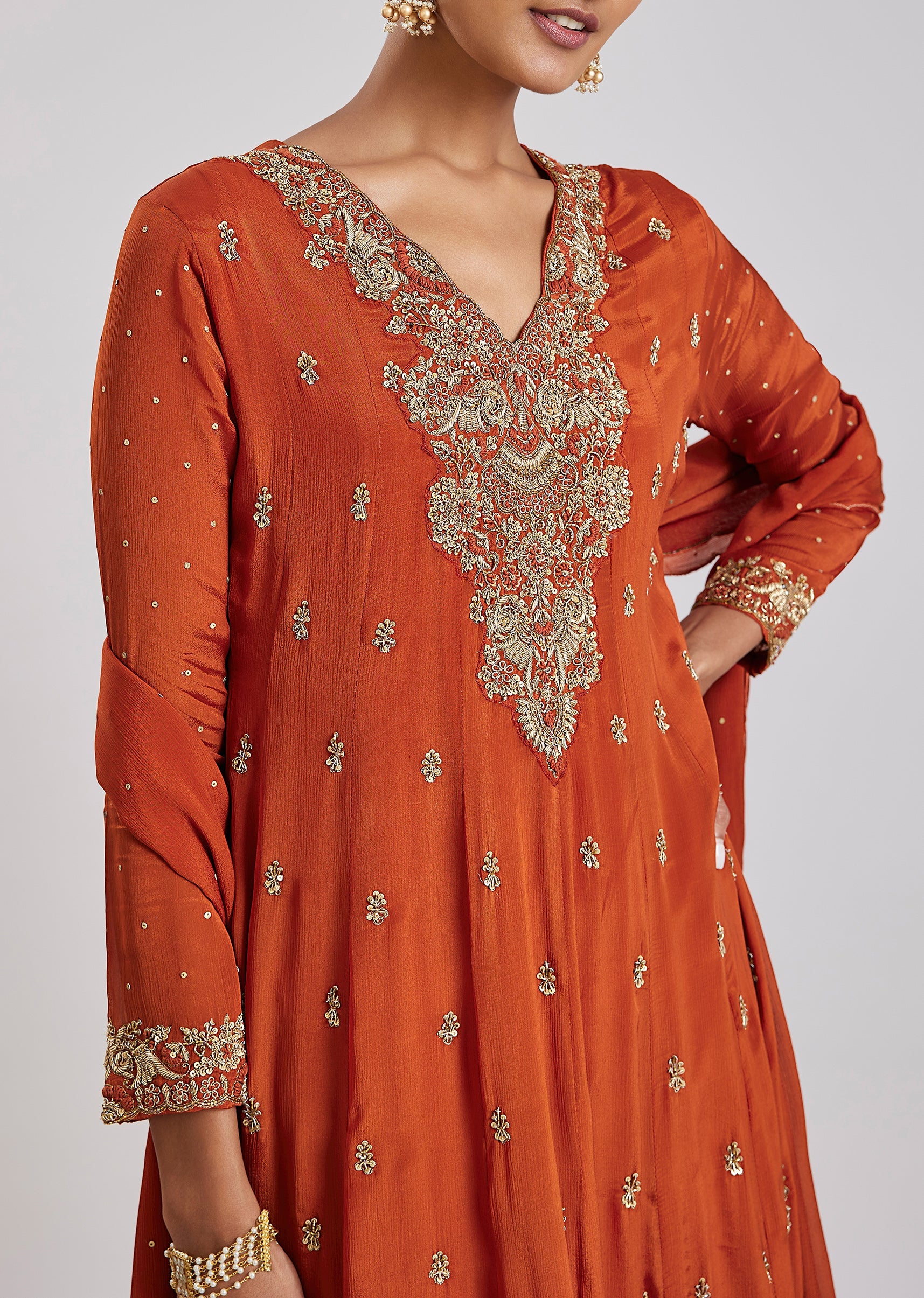 Orange Zardosi Anarkali - Image 2