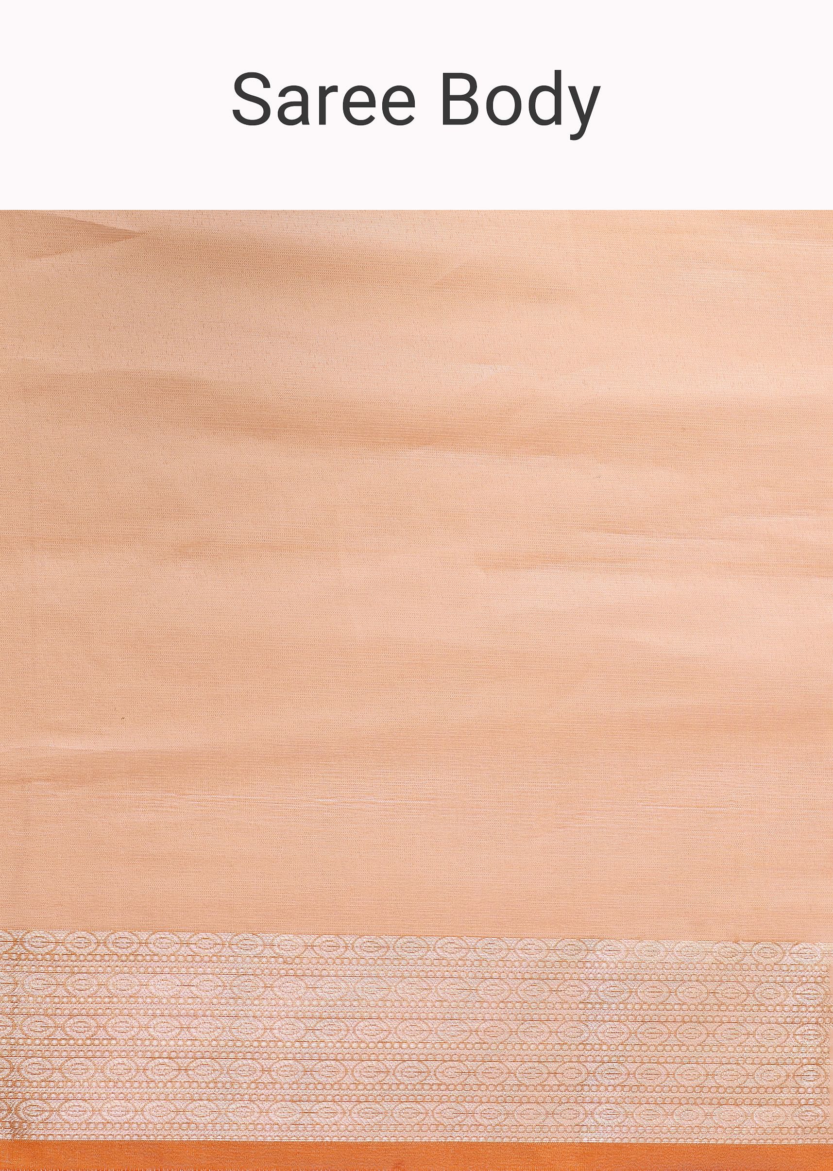 Orangish Gold Zari Chanderi Silk Saree With Unstitched Blouse - Image 8