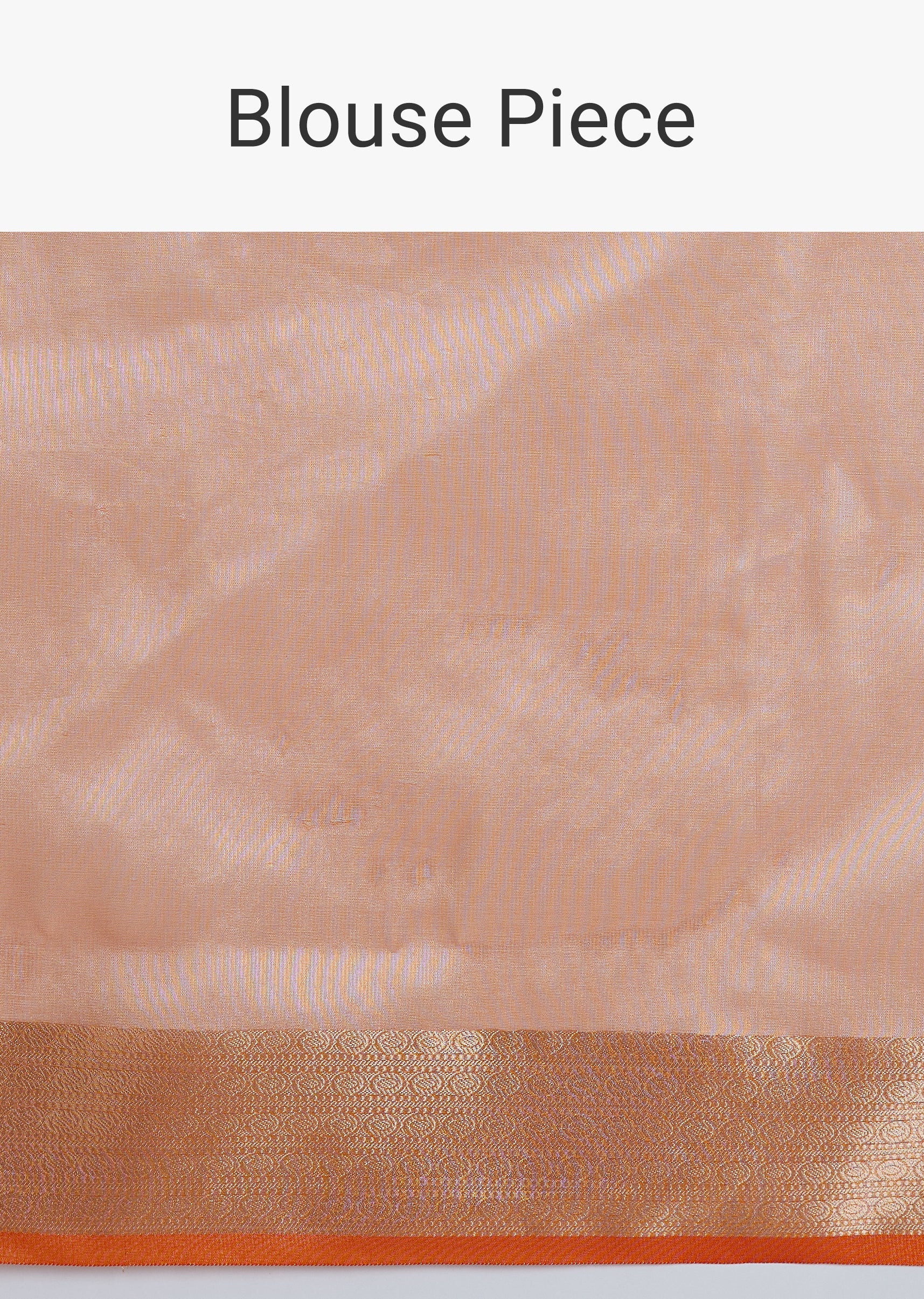 Orangish Gold Zari Chanderi Silk Saree With Unstitched Blouse - Image 9