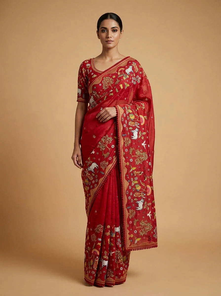 Oxblood Maroon Deep Elegance Saree