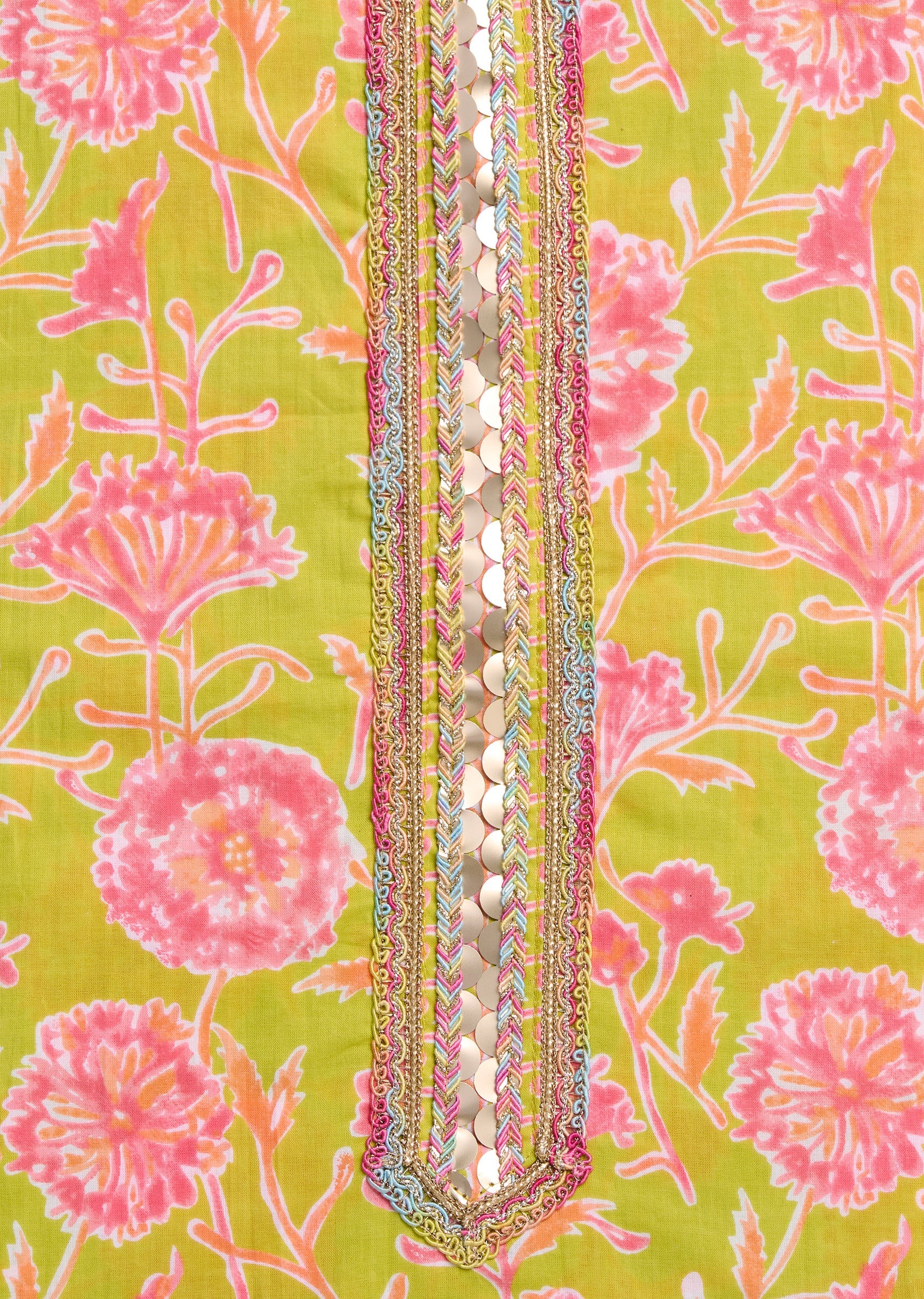 Parrot Green Cotton Printed Unstitched Suit Set - Image 2