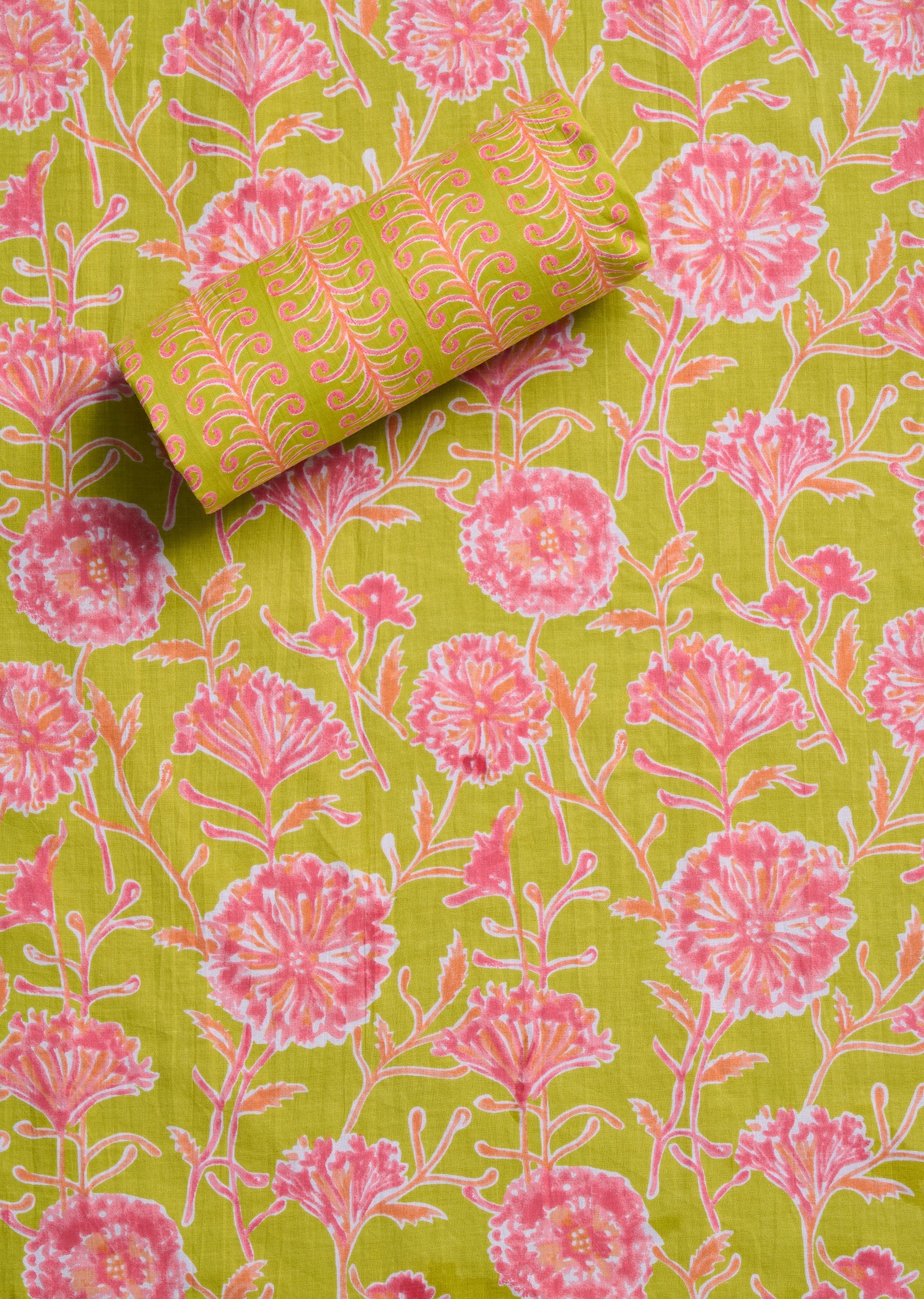 Parrot Green Cotton Printed Unstitched Suit Set - Image 4