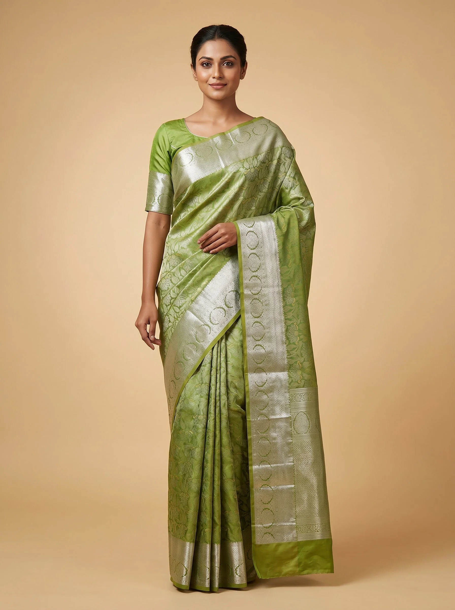 Parrot Green Fresh Playful Handloom Saree