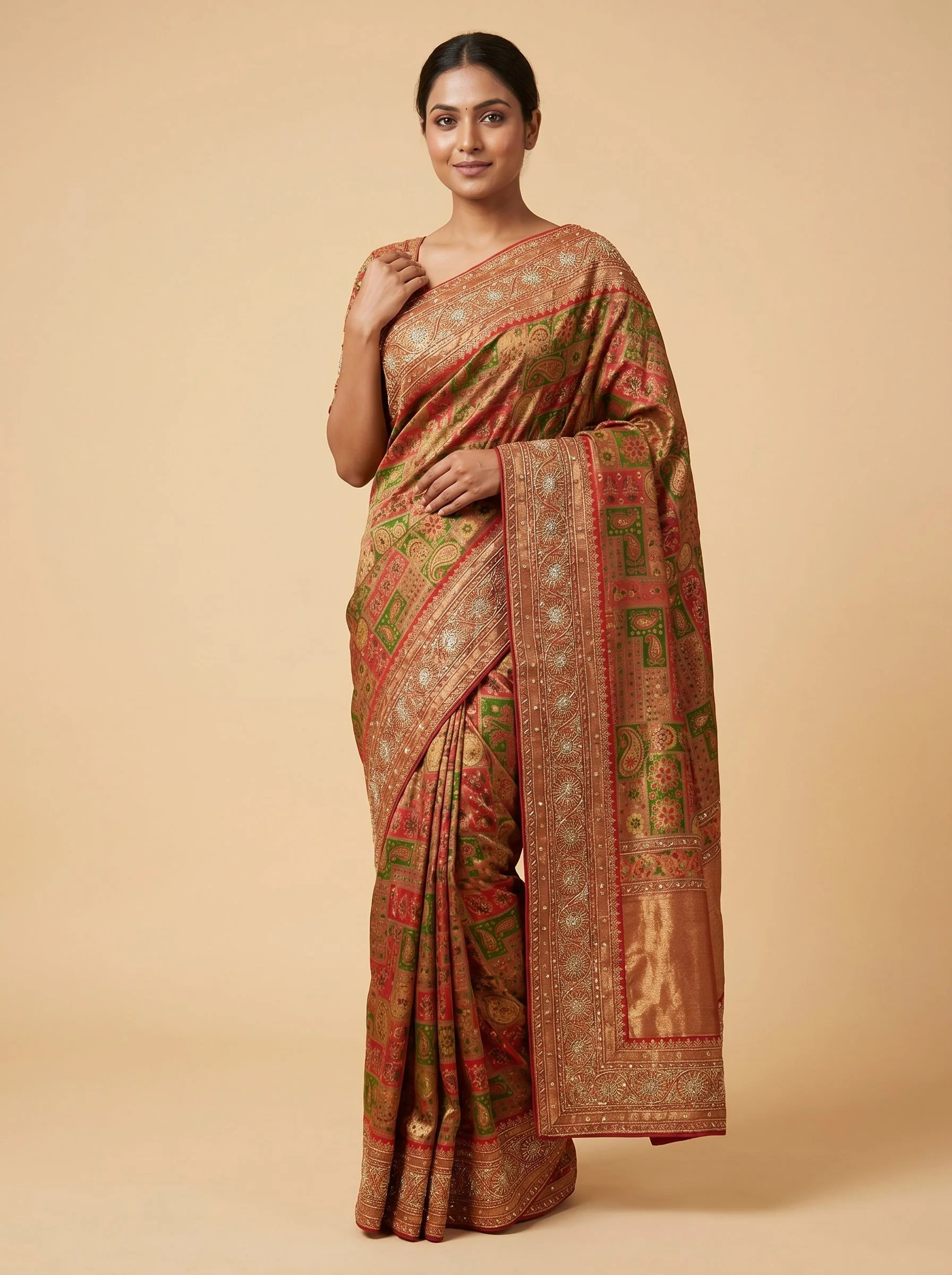 Parrot Green Lively Embroidery Saree