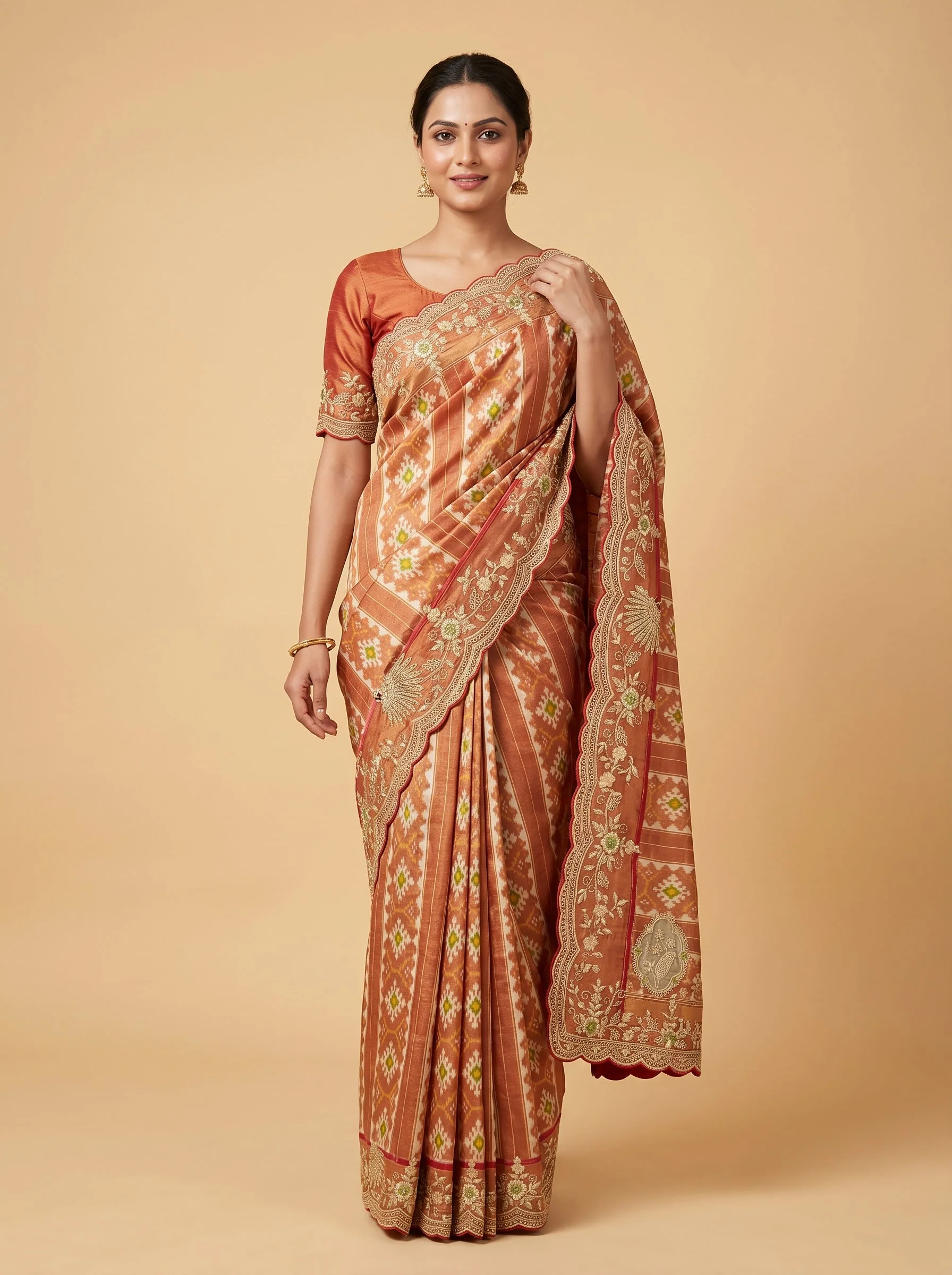 Pastel Grace Cream Embroidered Saree