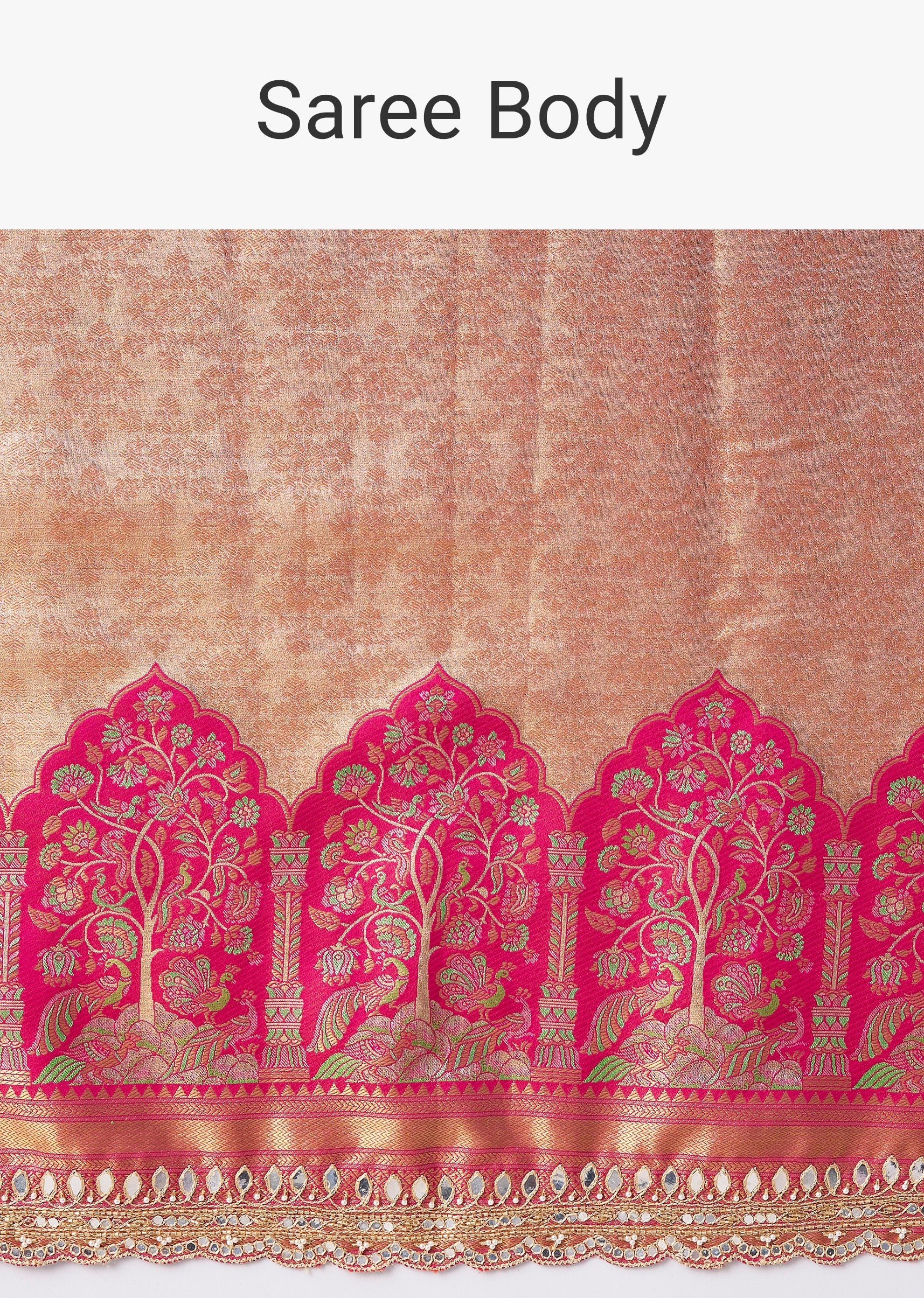 Pastel Pink Embroidered Saree With Unstitched Blouse - Image 9