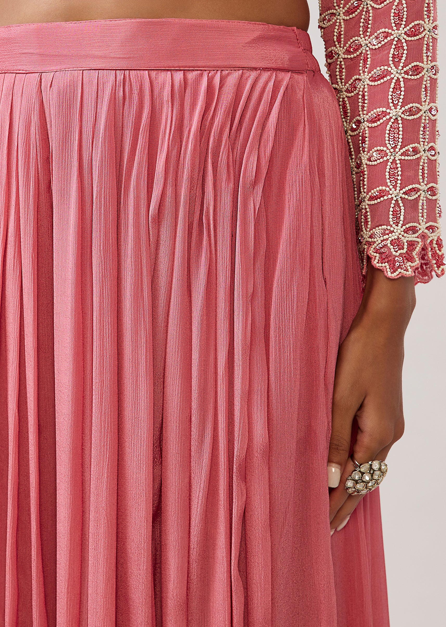 Pastel Statement Duo – Peplum Palazzo Set For Her And Jacket Kurta Set For Him - Image 6