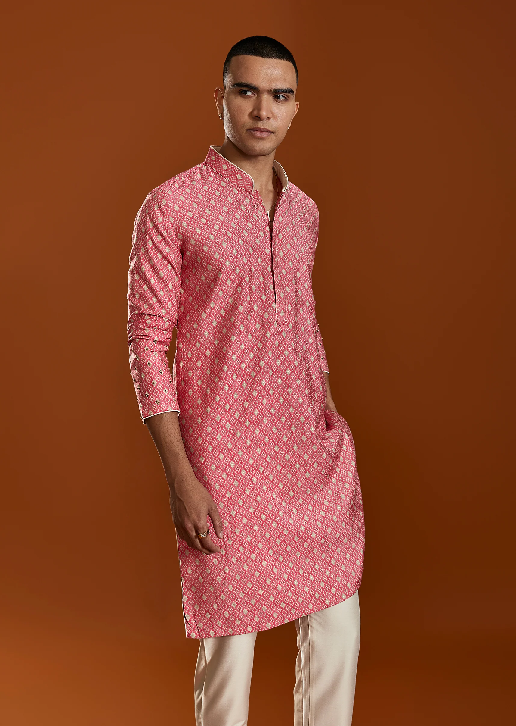 Pastel Statement Duo – Peplum Palazzo Set For Her And Jacket Kurta Set For Him - Image 8
