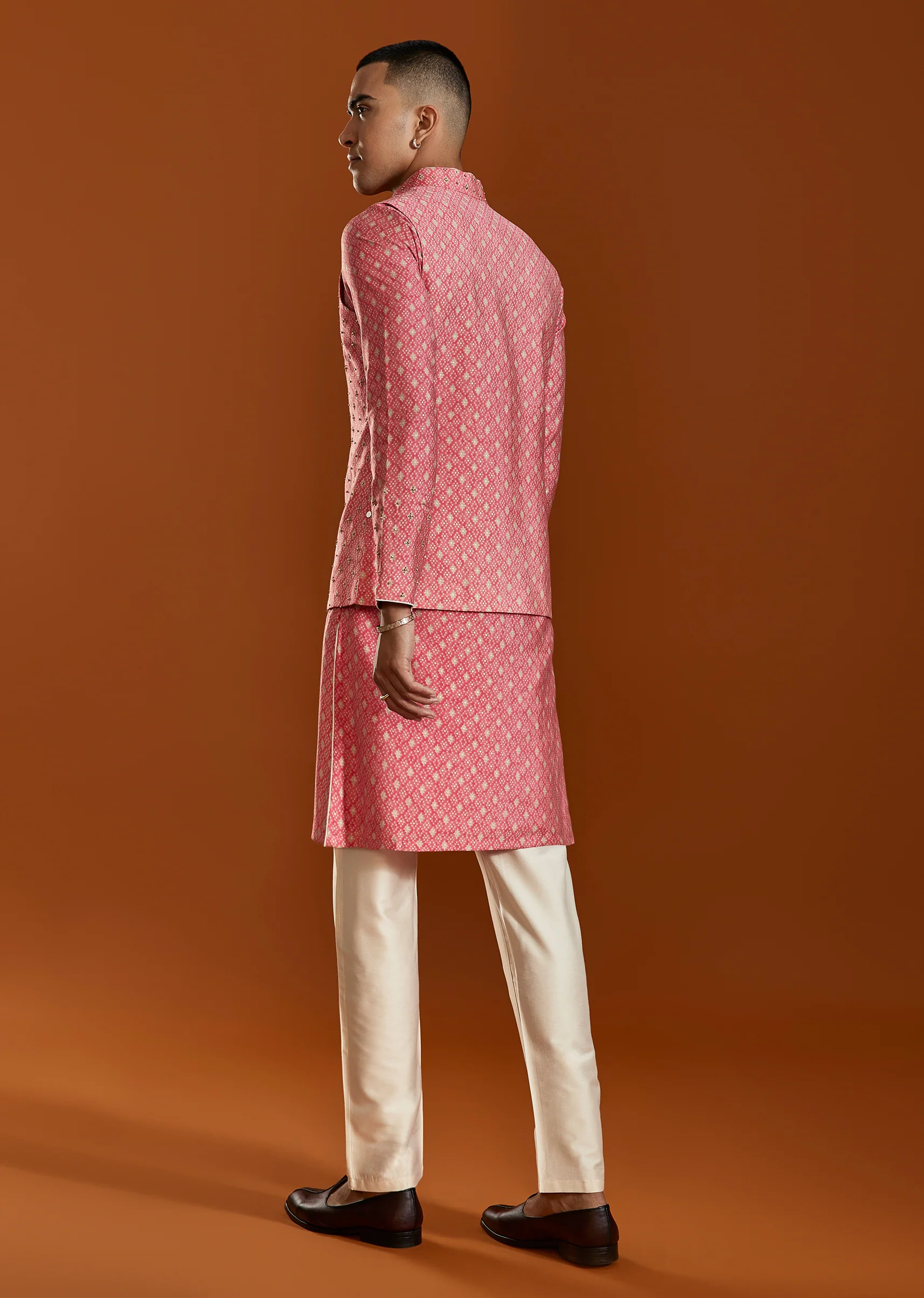 Pastel Statement Duo – Peplum Palazzo Set For Her And Jacket Kurta Set For Him - Image 9