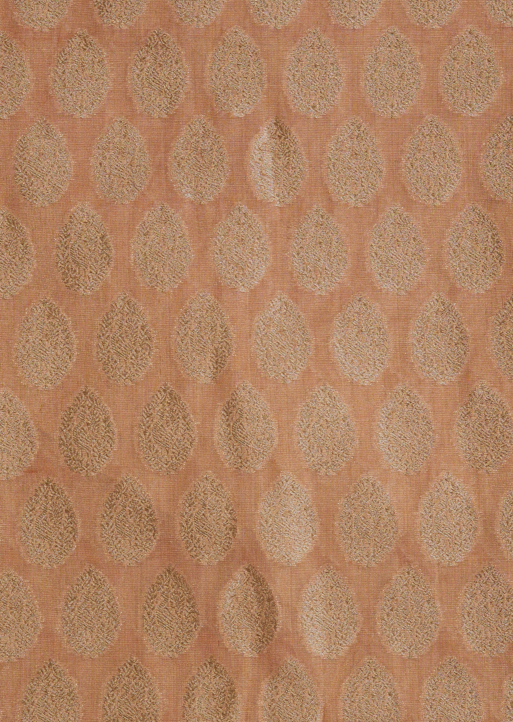 Peach Banarasi Brocade Silk Unstitched Suit Set With Dupatta - Image 2