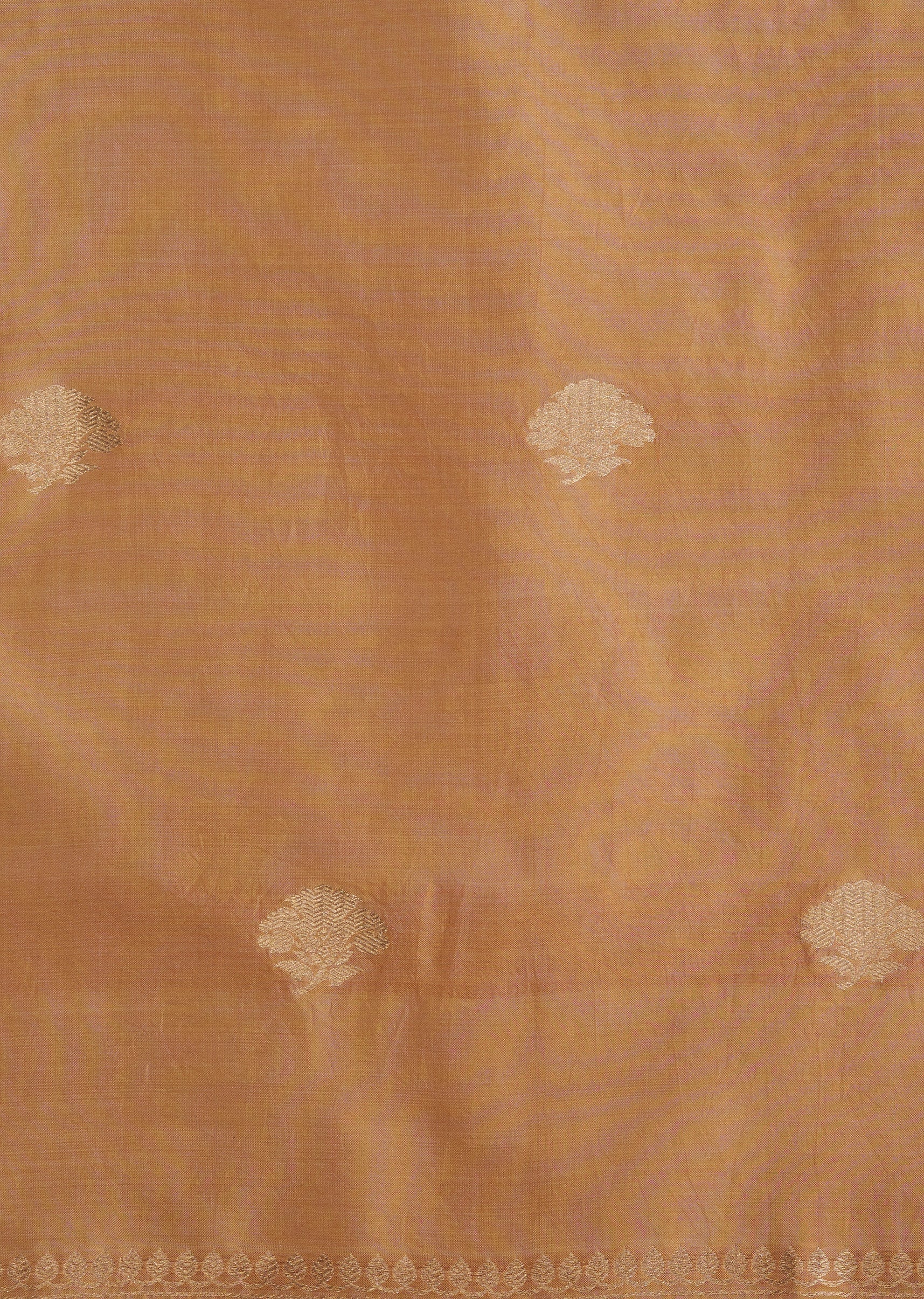 Peach Banarasi Silk Unstitched Suit Set With Dupatta - Image 2