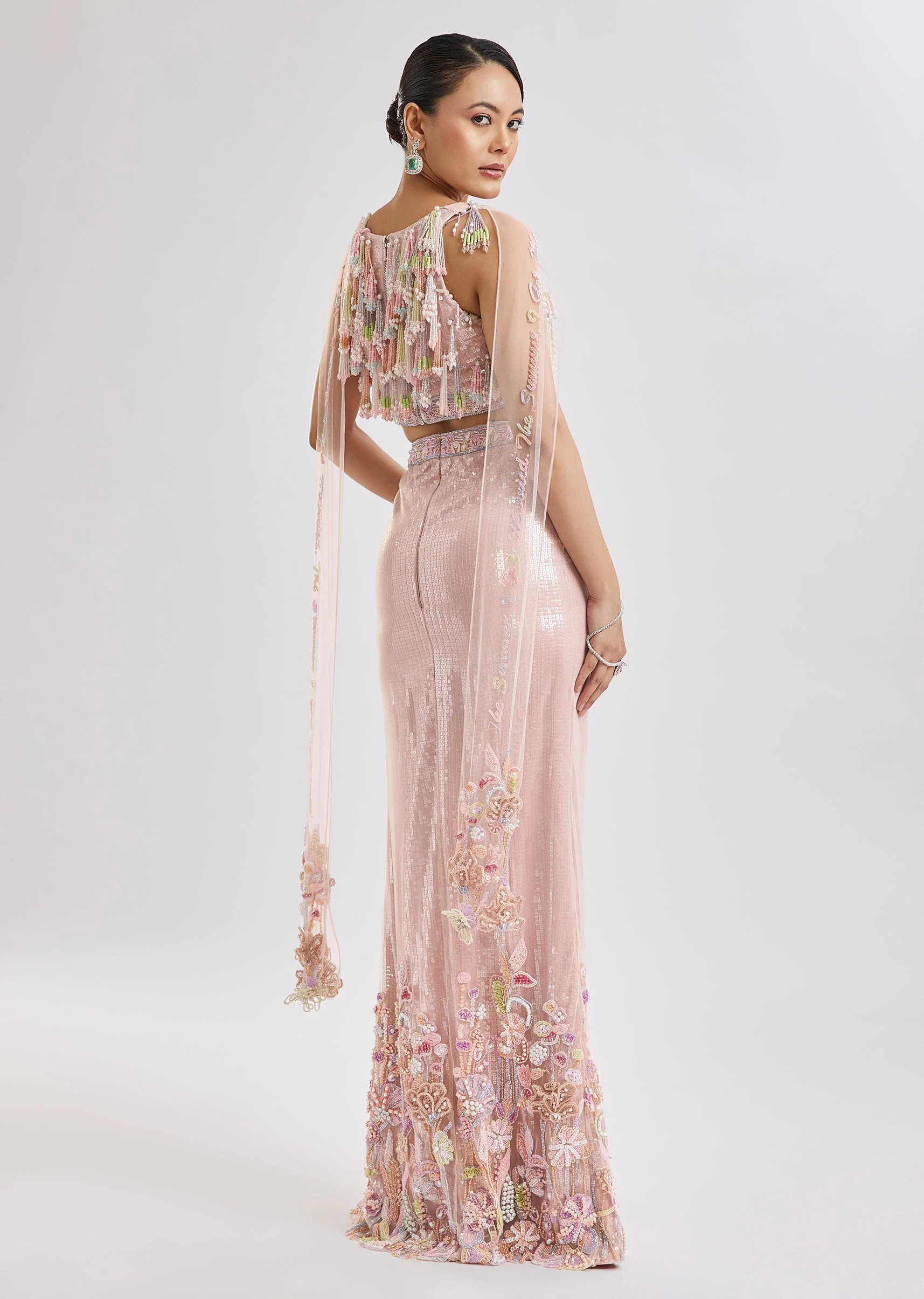 Peach Fish Cut Lehenga Set With Dupatta - Image 6