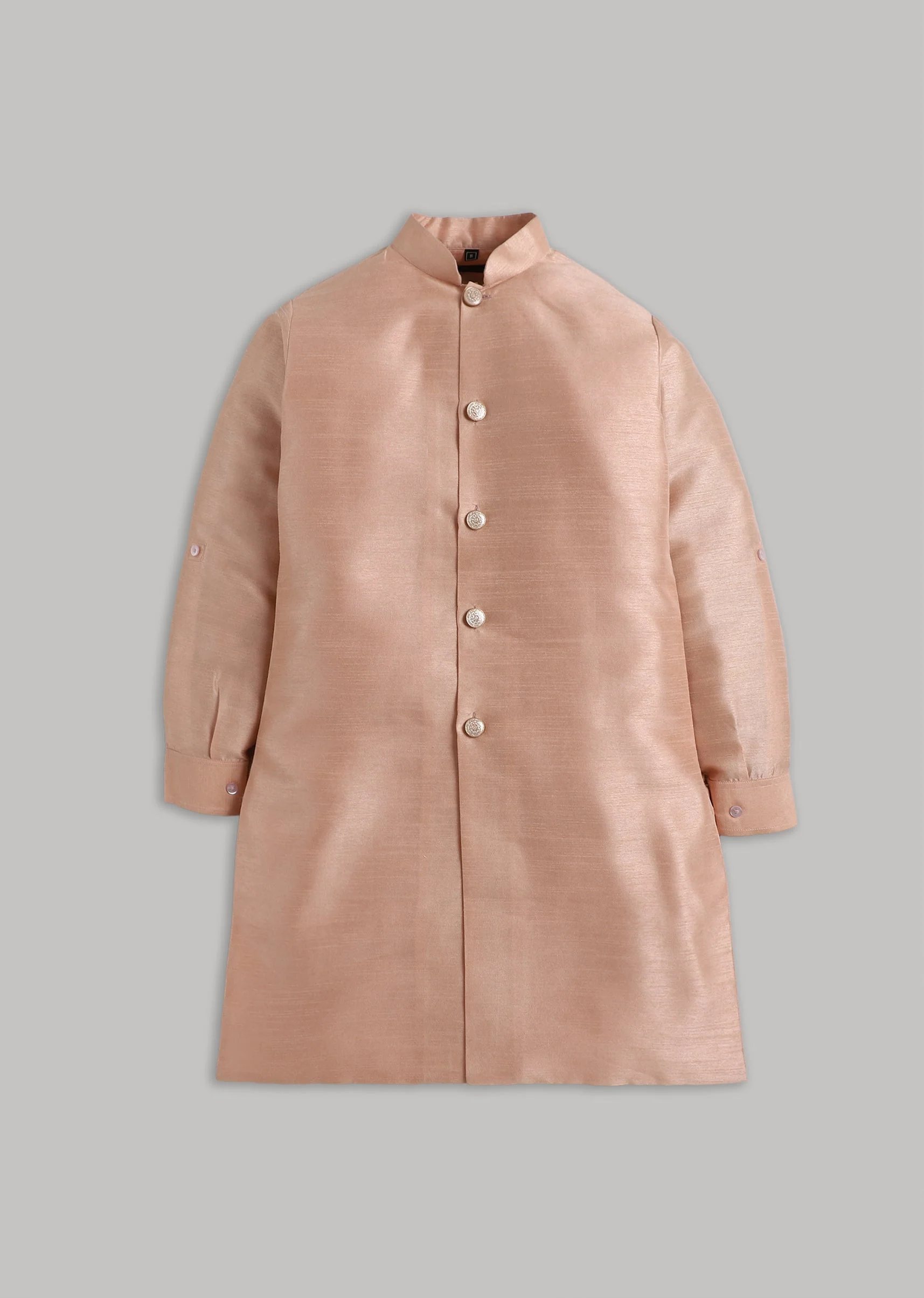 Peach Floral Nehru Jacket Set - Image 2