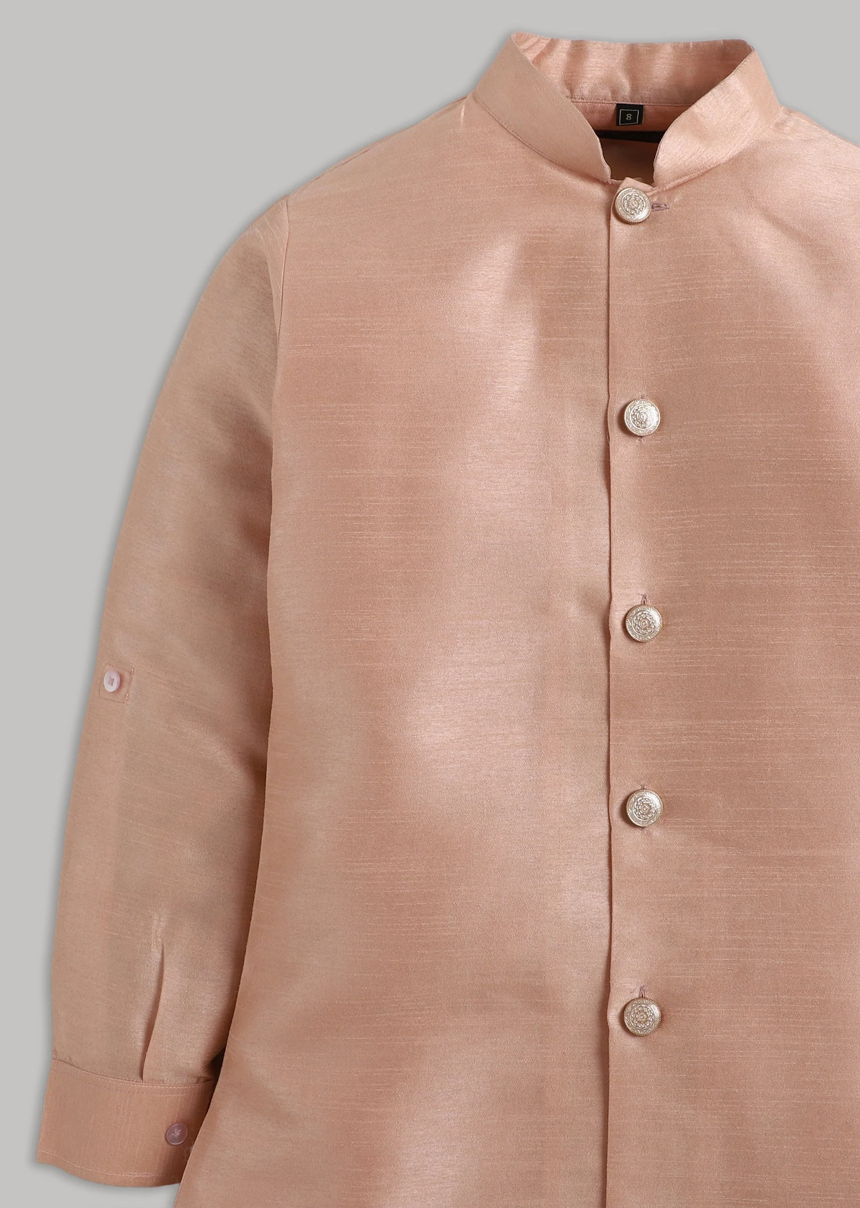 Peach Floral Nehru Jacket Set - Image 4