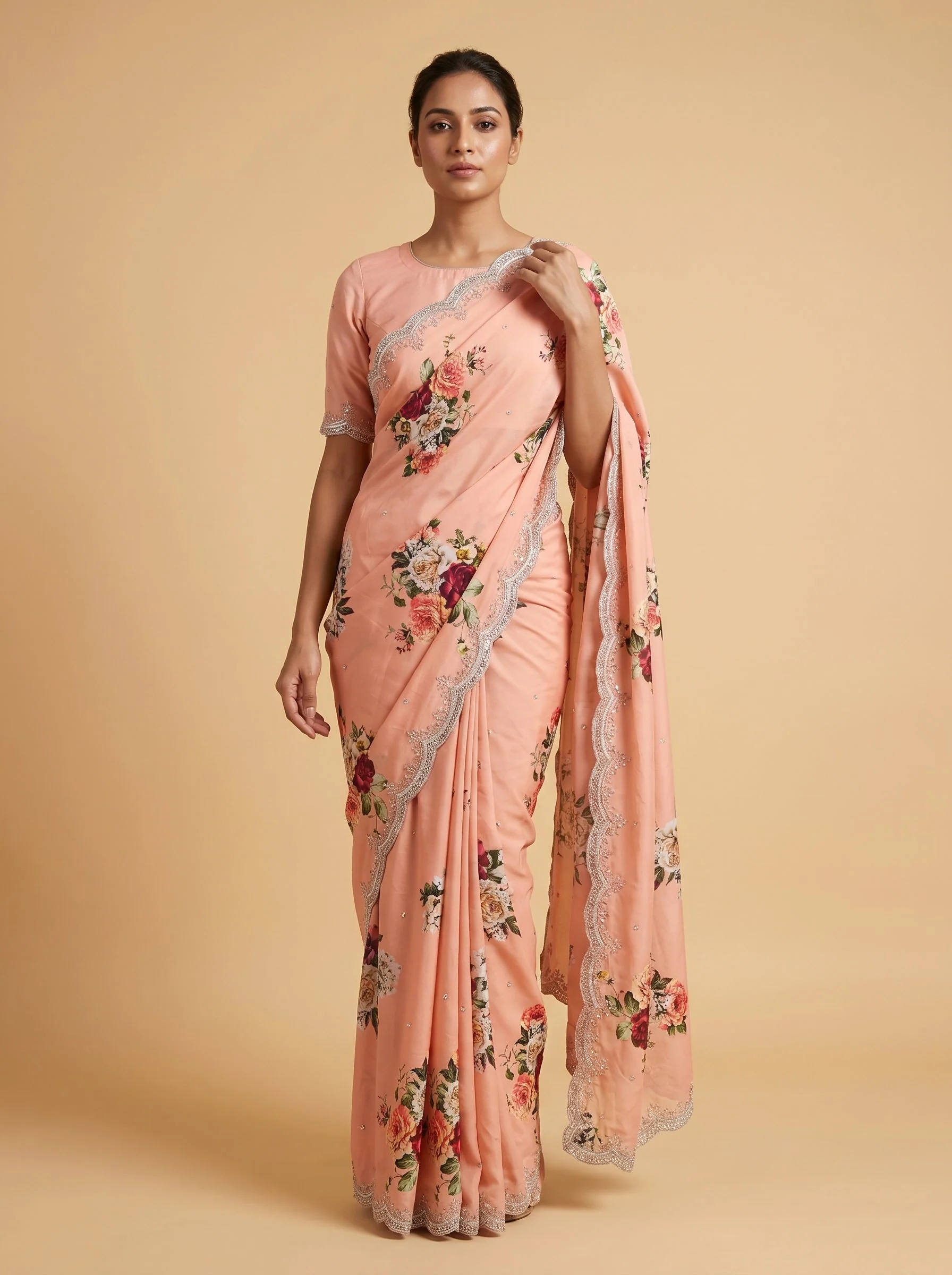 Peach Gentle Adorned Saree