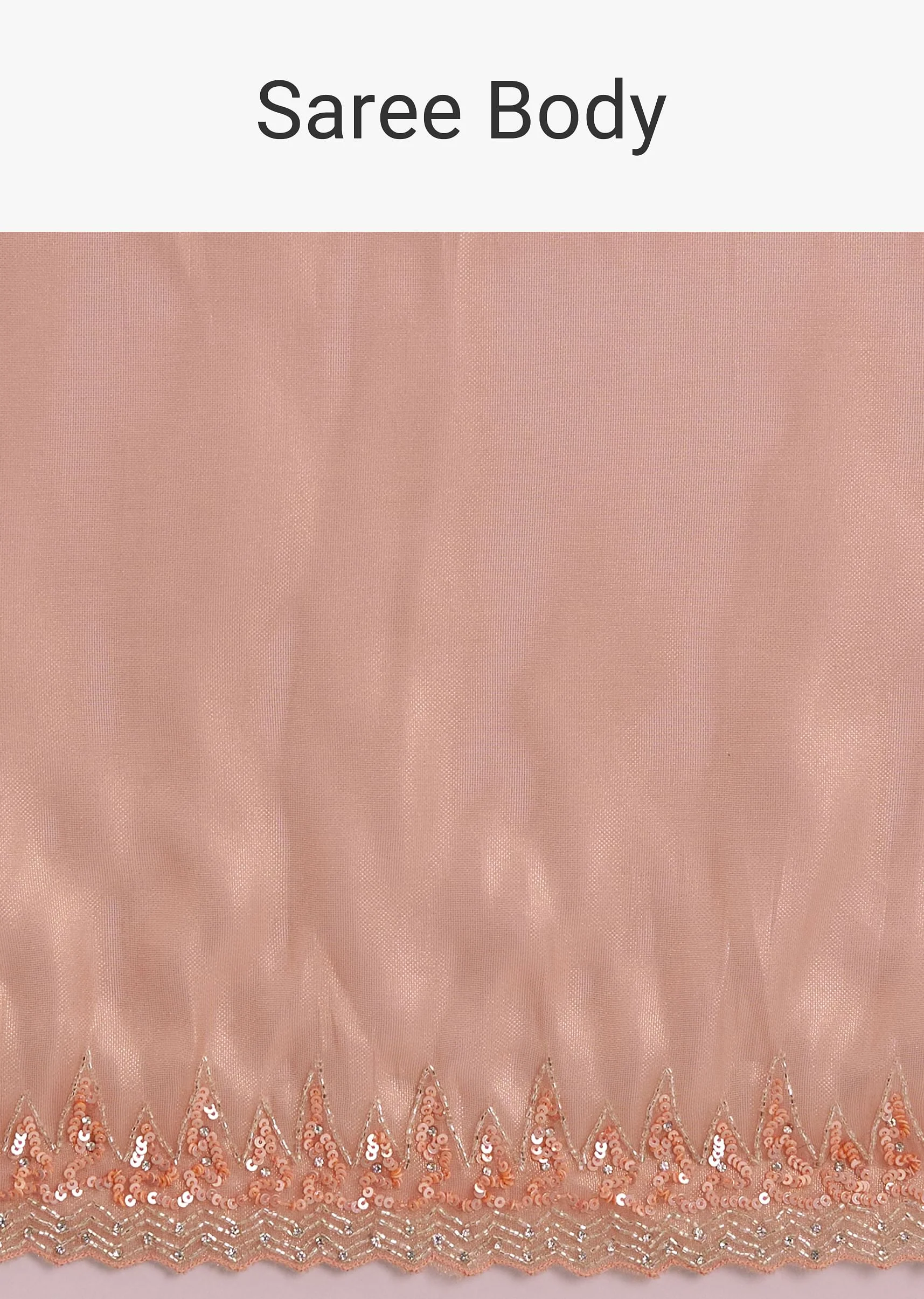 Peach Glass Tissue Saree With Cutdana Sequins Embroidery And Cutwork Scallop Border - Image 9