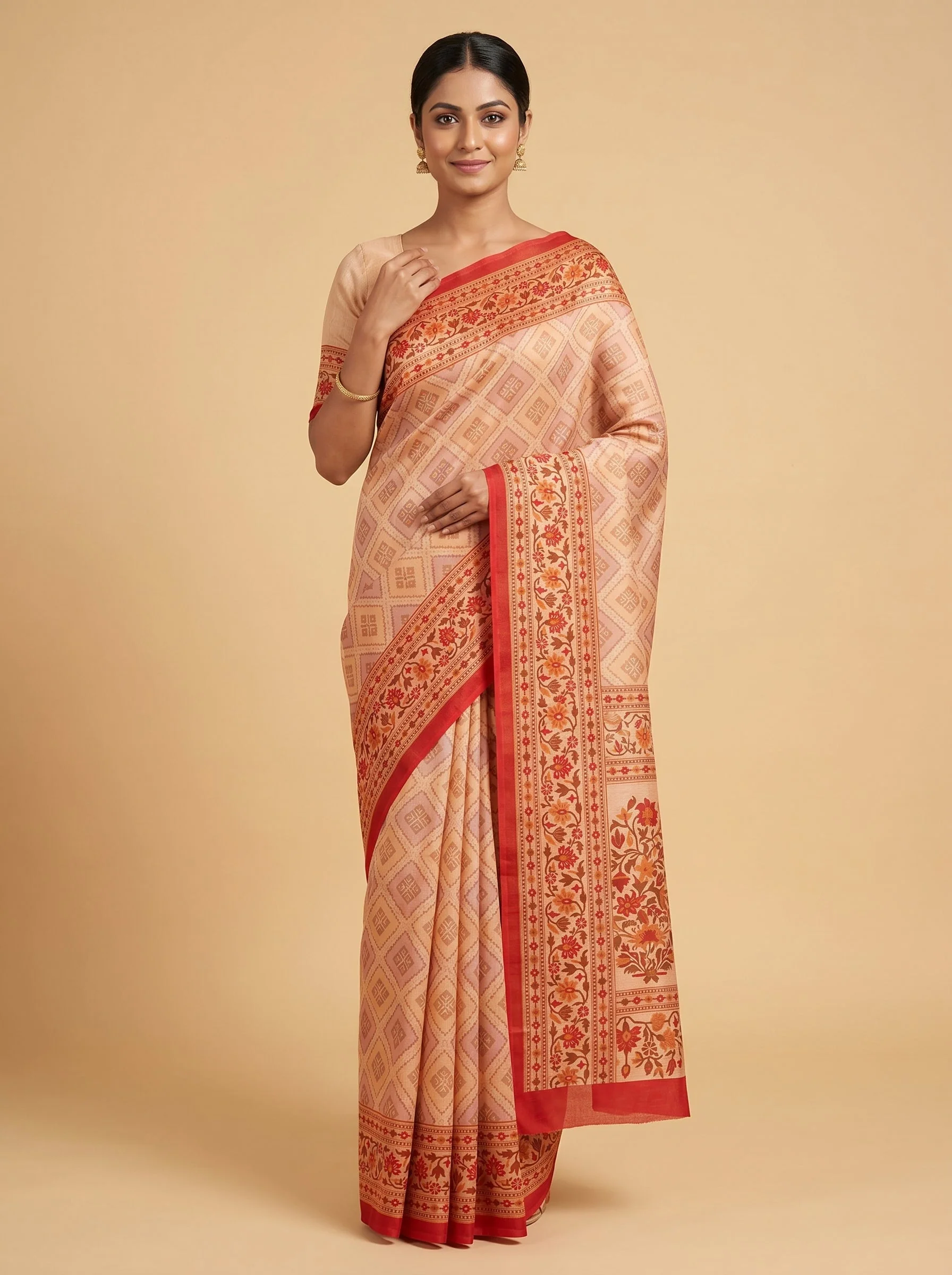 Peach Handloom Saree with Soft Movement