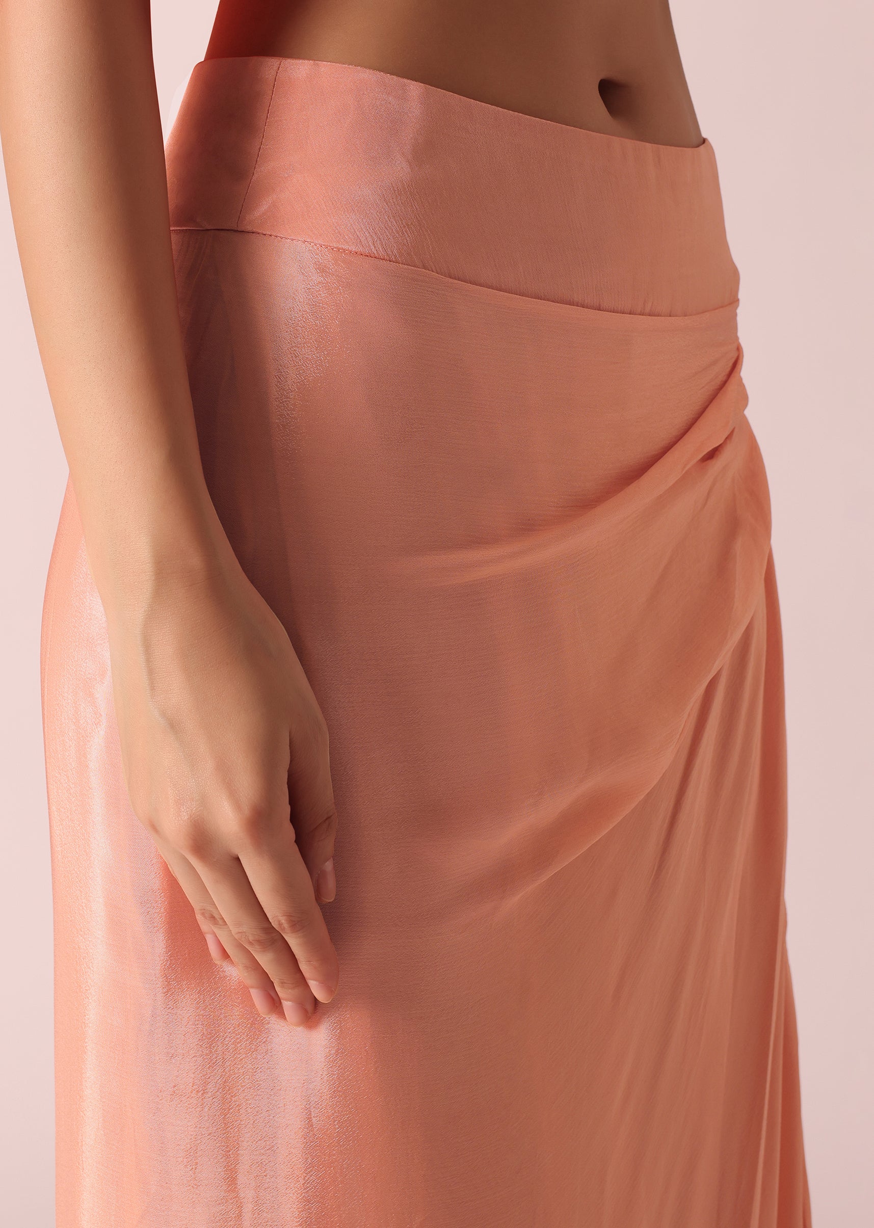 Peach Jacket And Dhoti Set With Mirror Work - Image 7