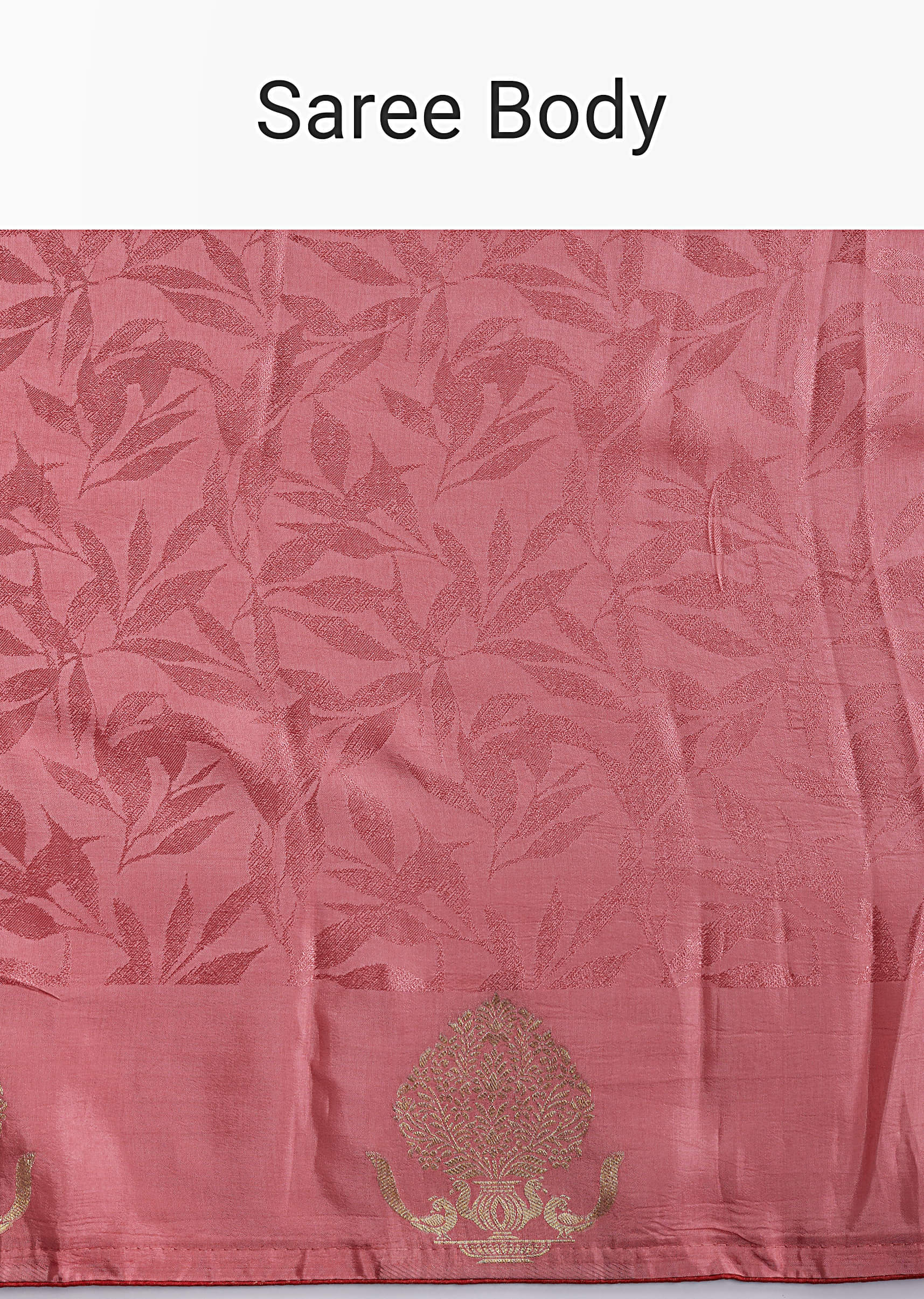 Peach Jacquard Woven Saree With Zari Work - Image 9
