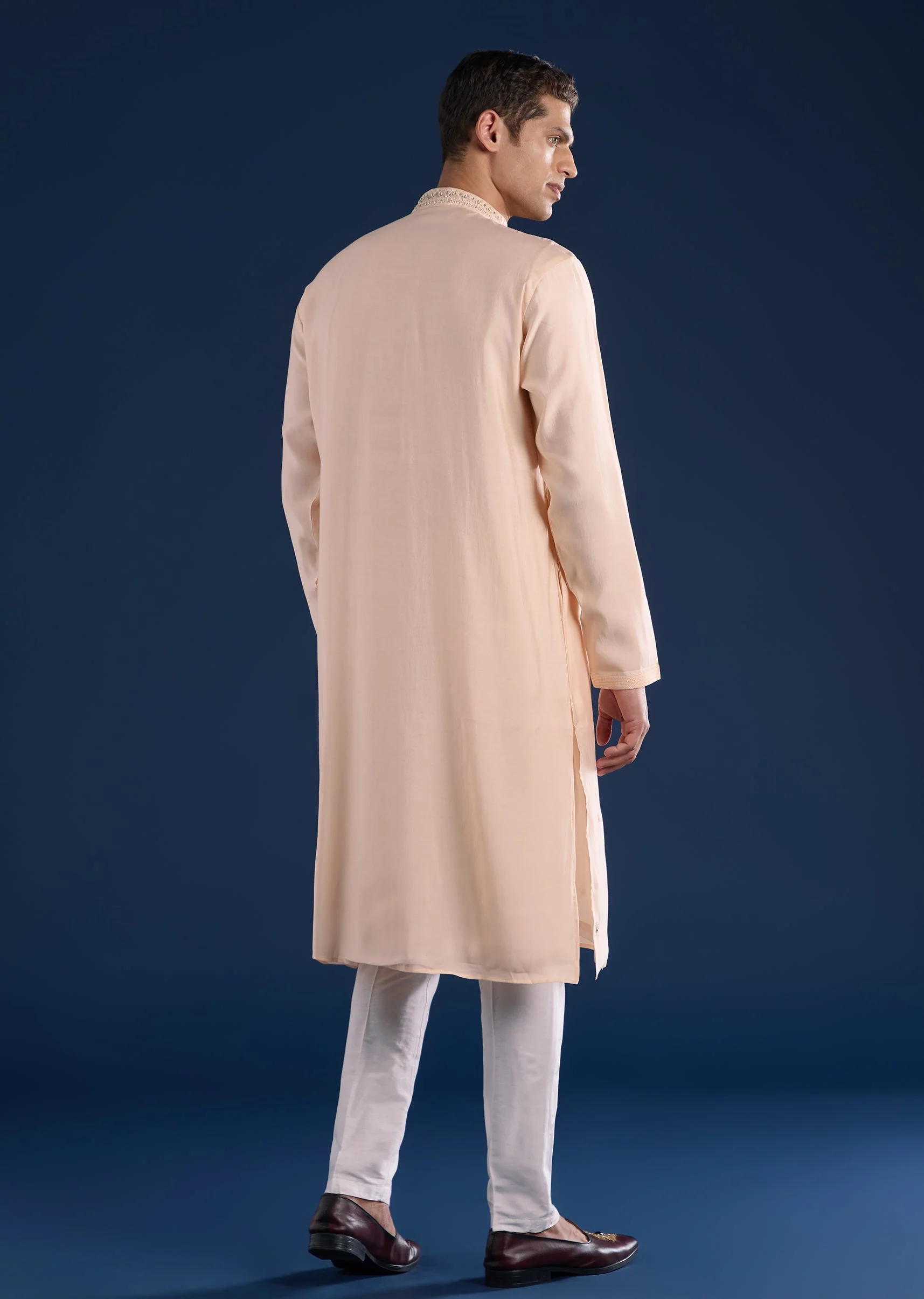 Peach Mirror Embellished Kurta Set - Image 5