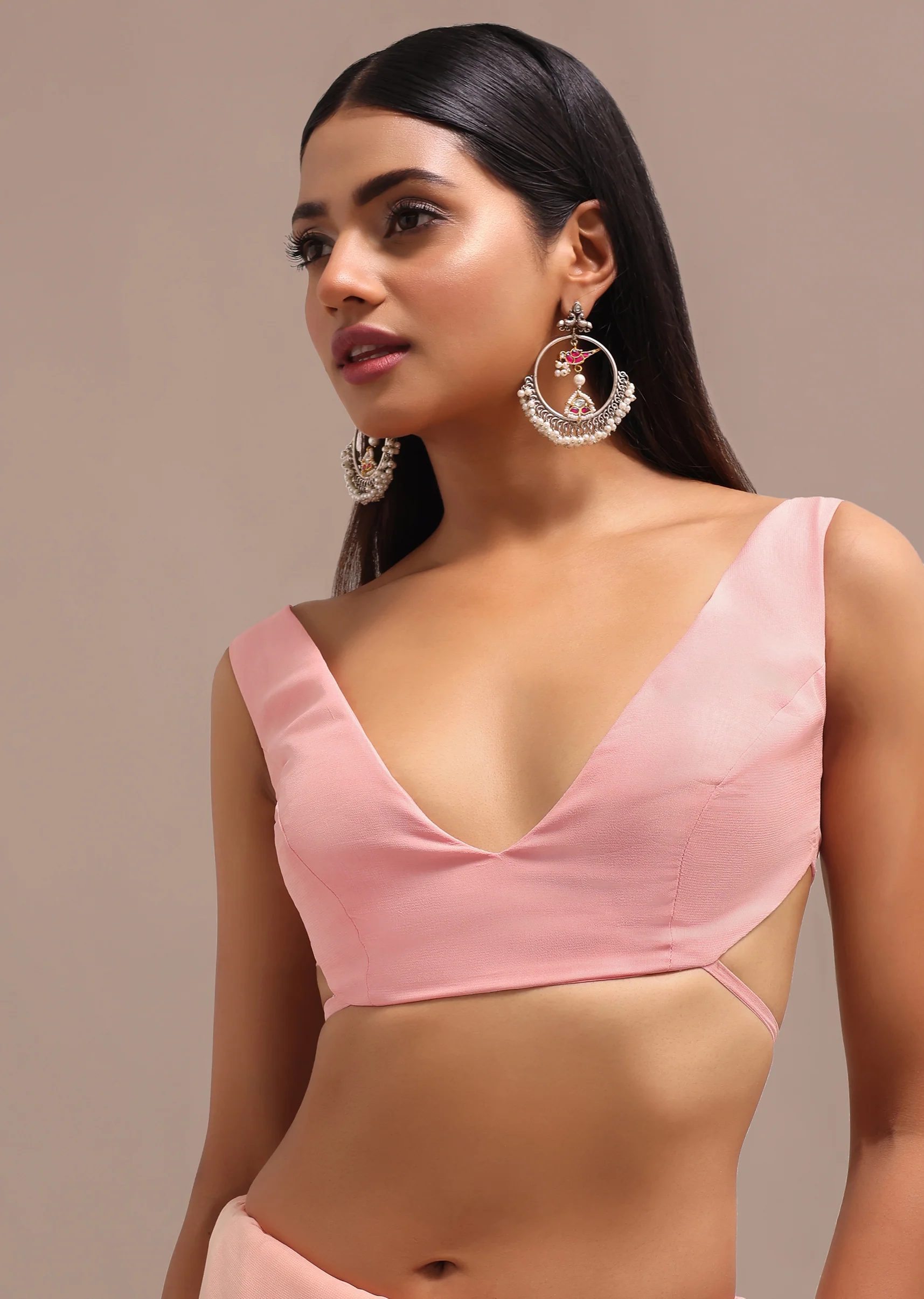 Peach Ombre Chikankari Saree With Unstitched Blouse - Image 7