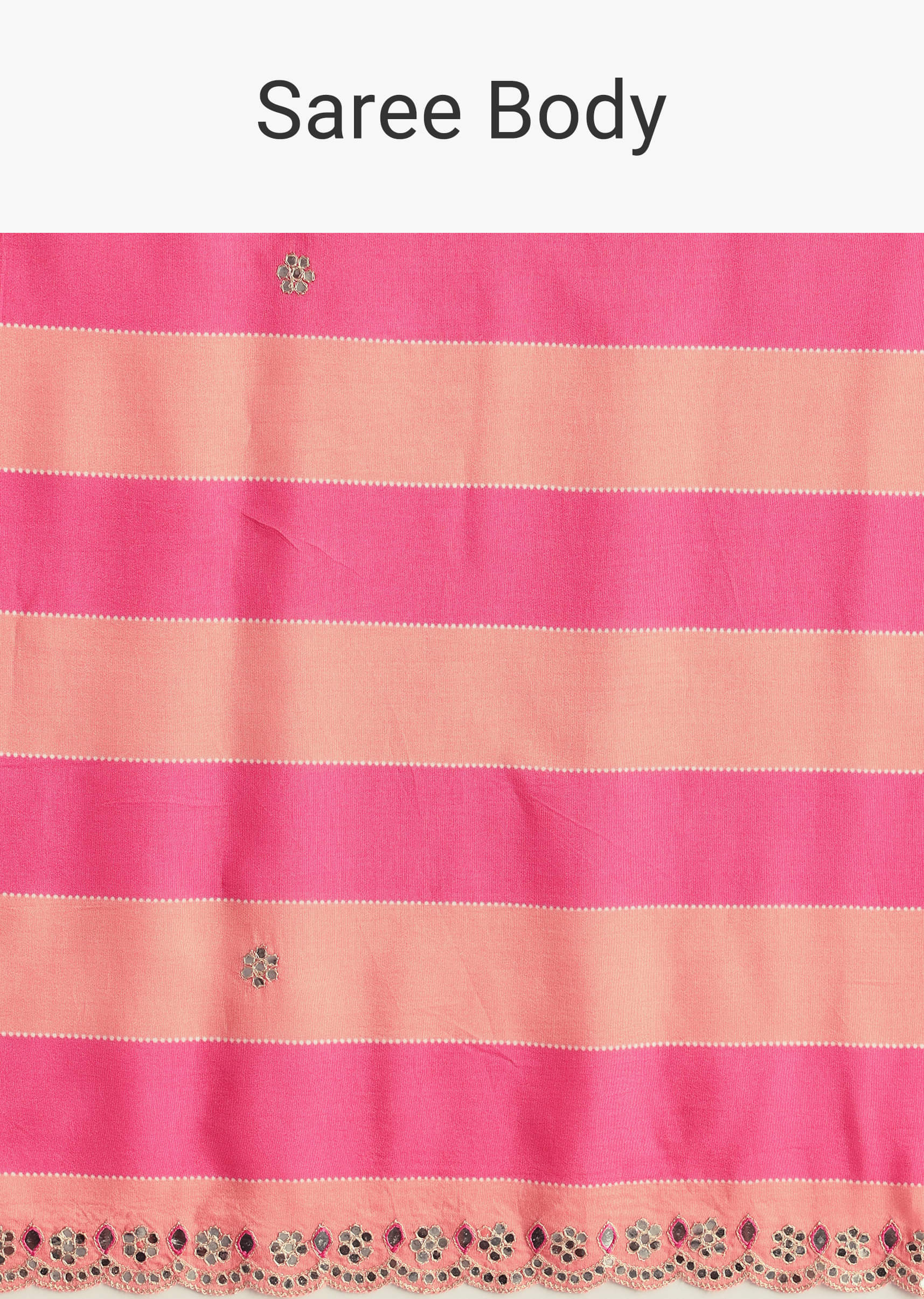 Peach Pink Mirrorwork Cutdana Work Georgette Saree - Image 10
