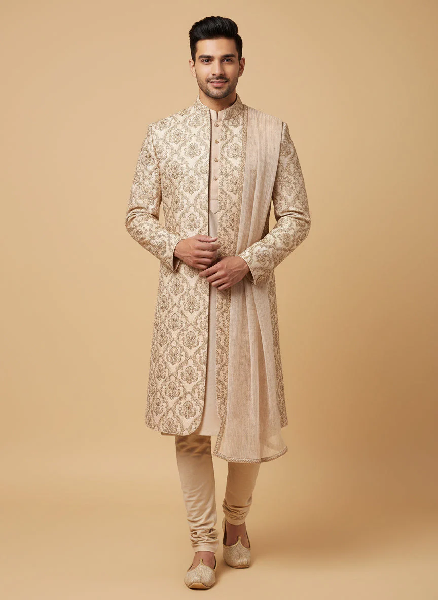Peach Pink Sherwani - Image 2