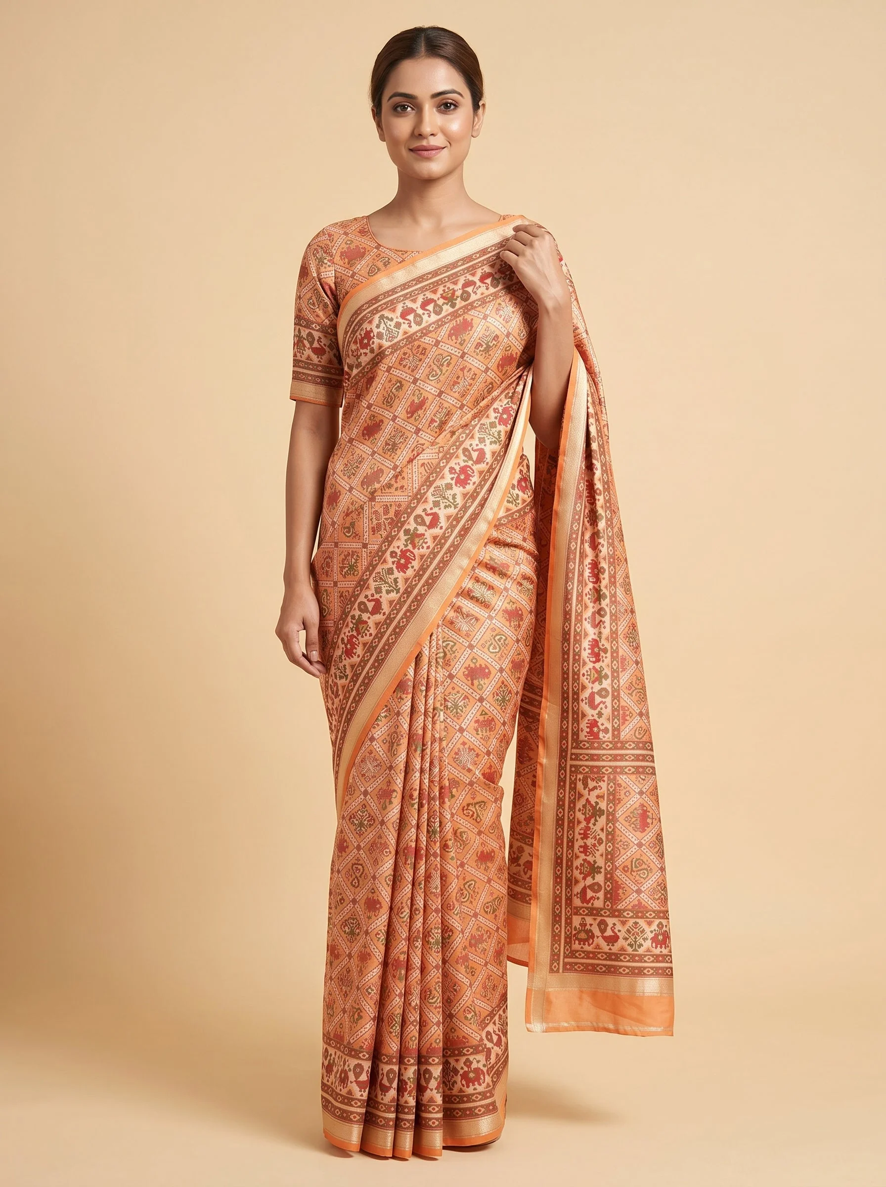 Peach Smooth Handloom Saree