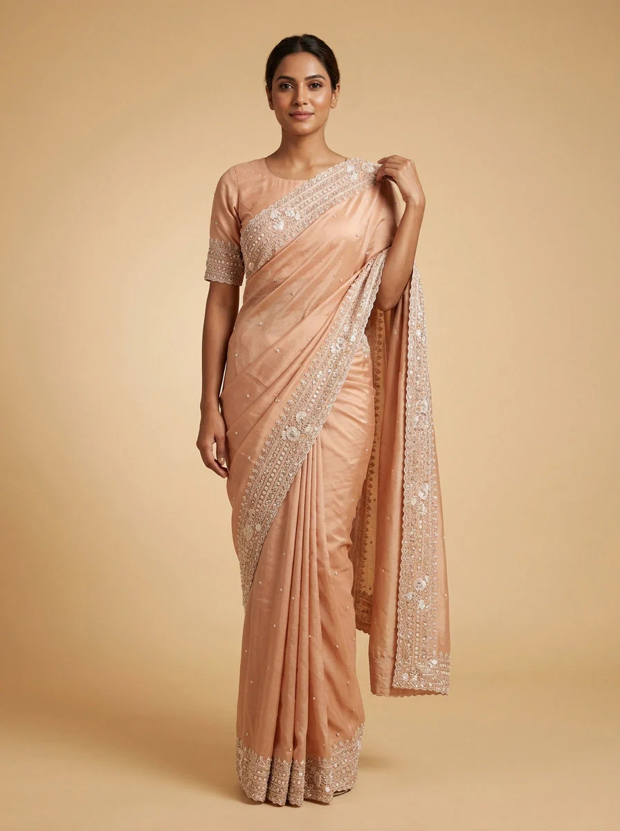 Peach Smooth Soft Glow Saree
