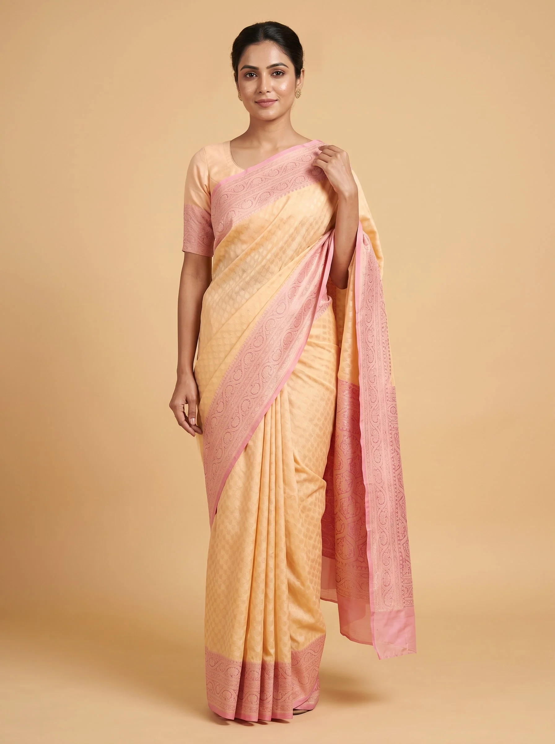 Peach Soft Radiance Handloom Saree