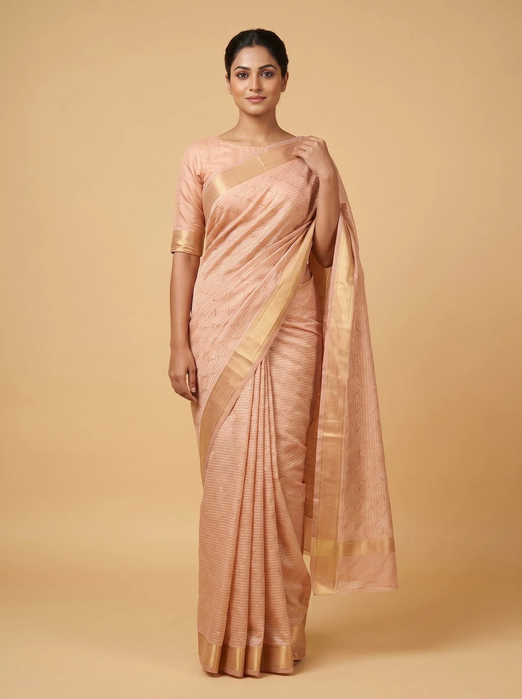 Peach Soft Whisper Handloom Saree