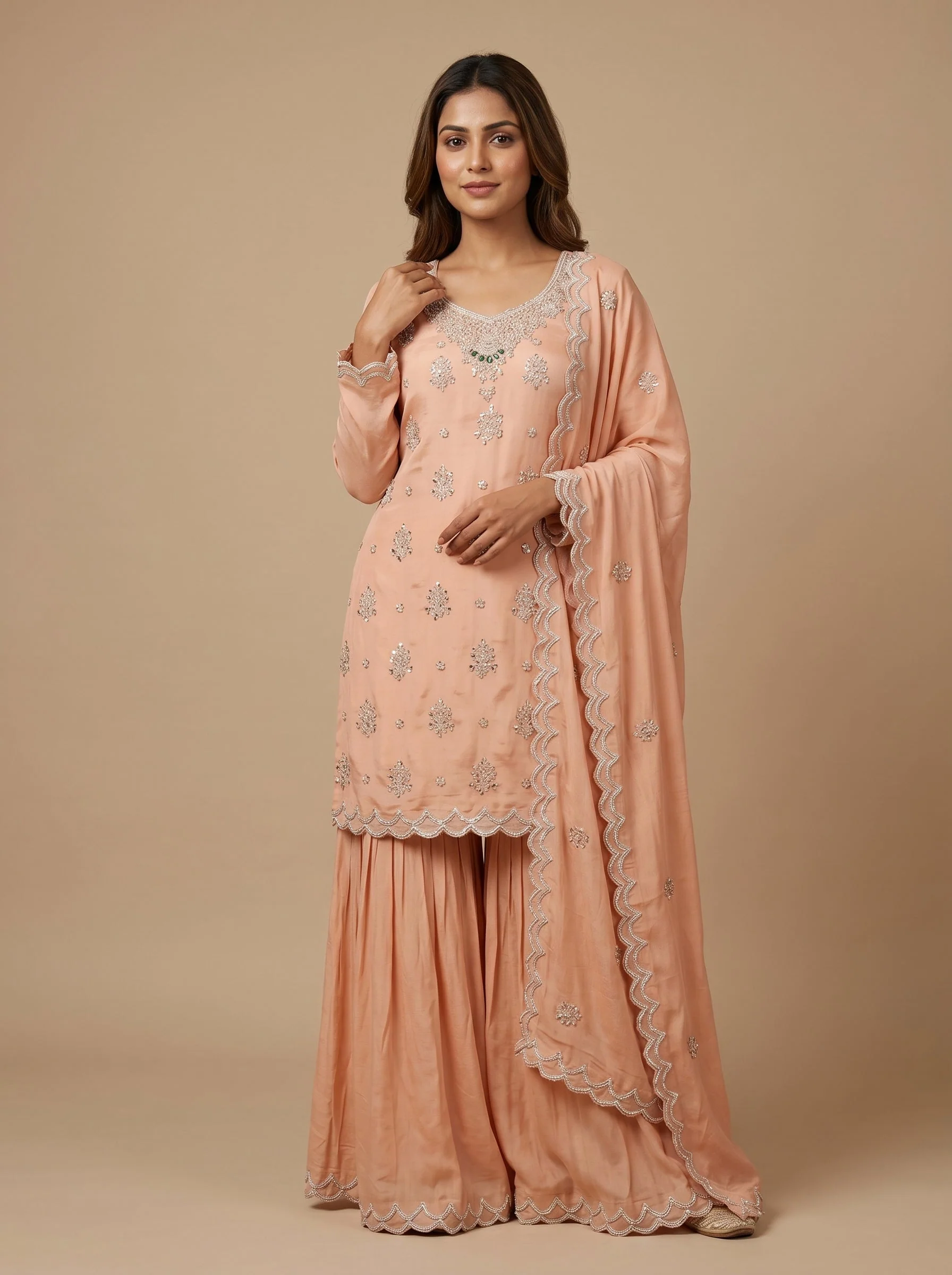 Peach Sorbet Sharara Set