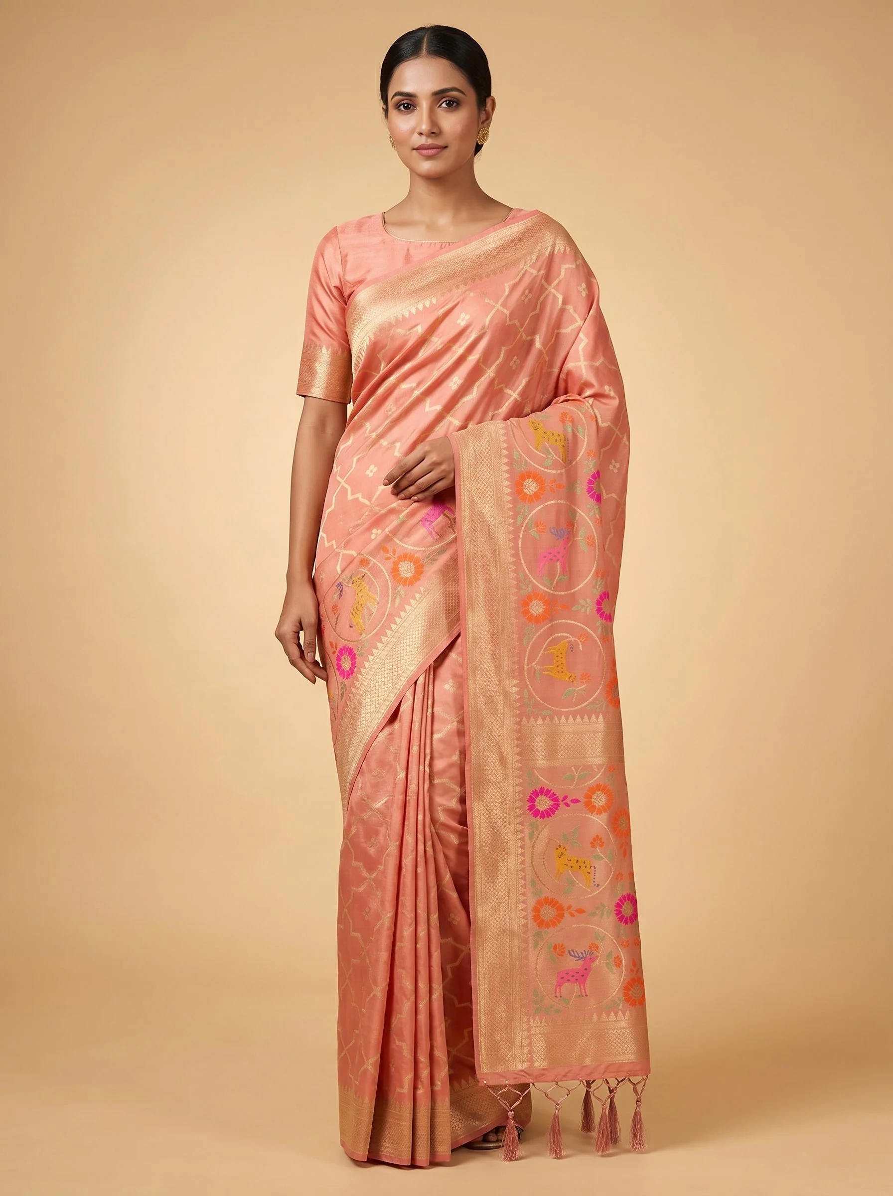 Peach Subtle Radiance Handloom Saree