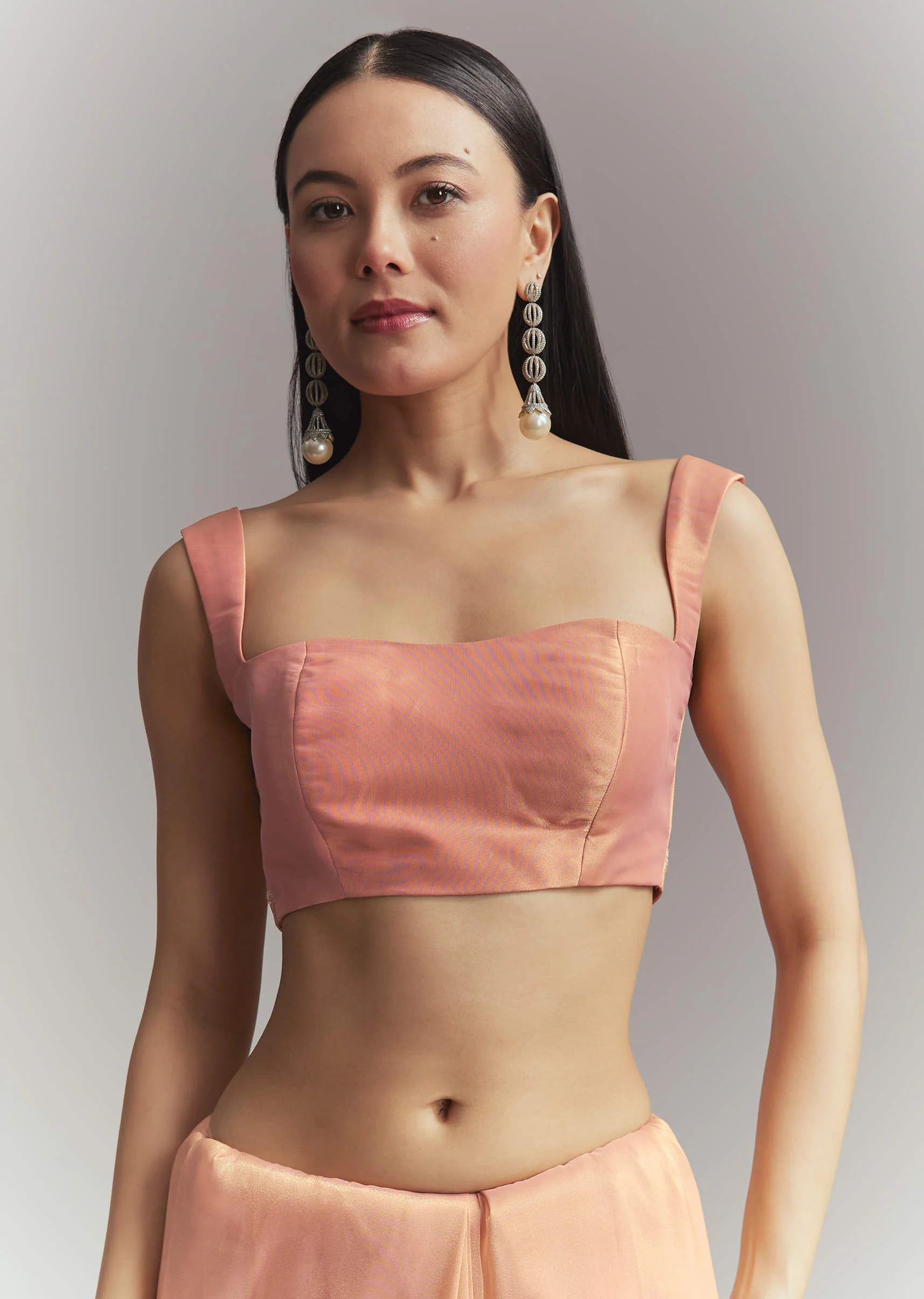 Peach Tissue Embroidered Saree With Heavy Hand Embroidery - Image 7