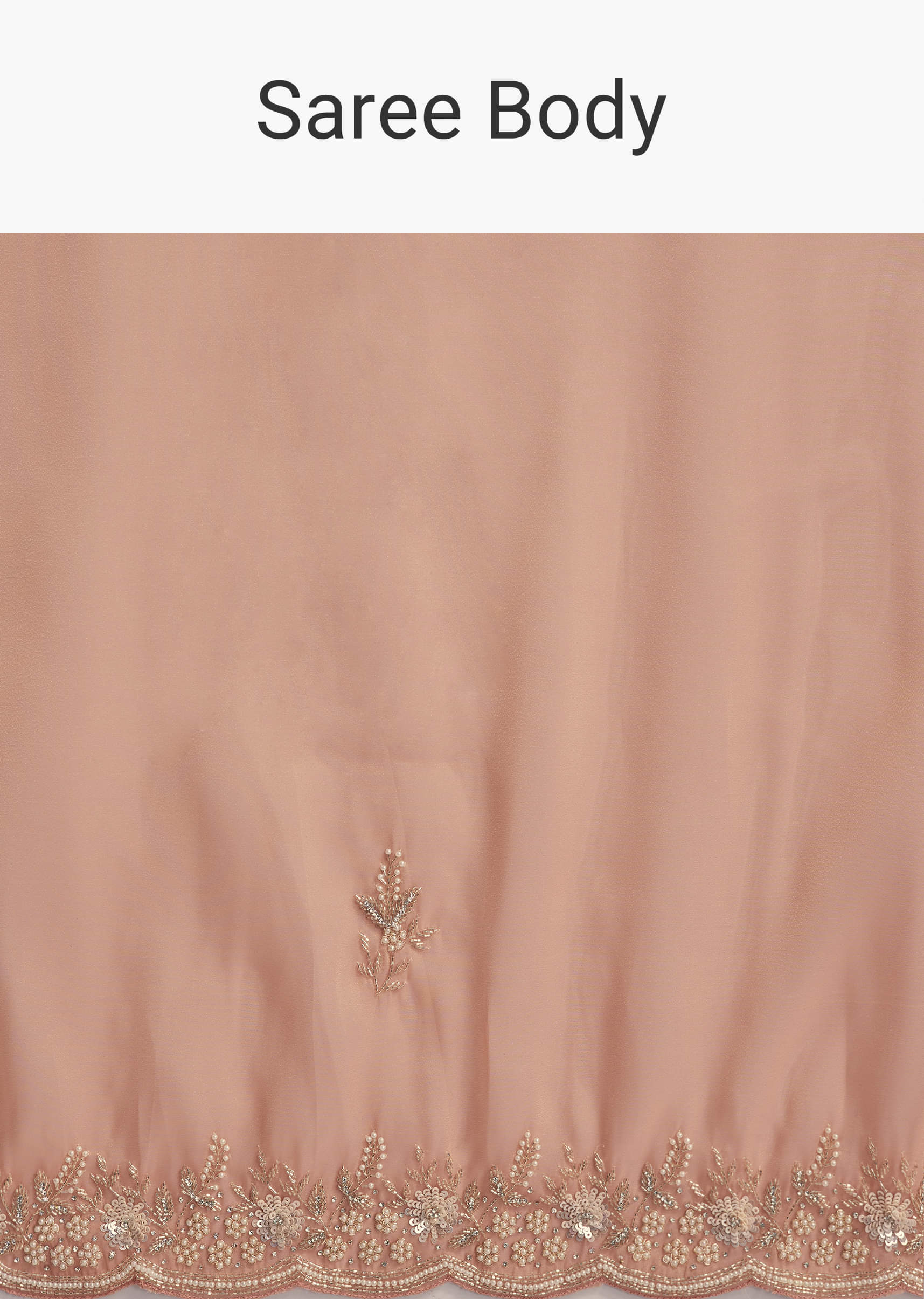 Peach Tissue Embroidered Saree With Heavy Hand Embroidery - Image 9
