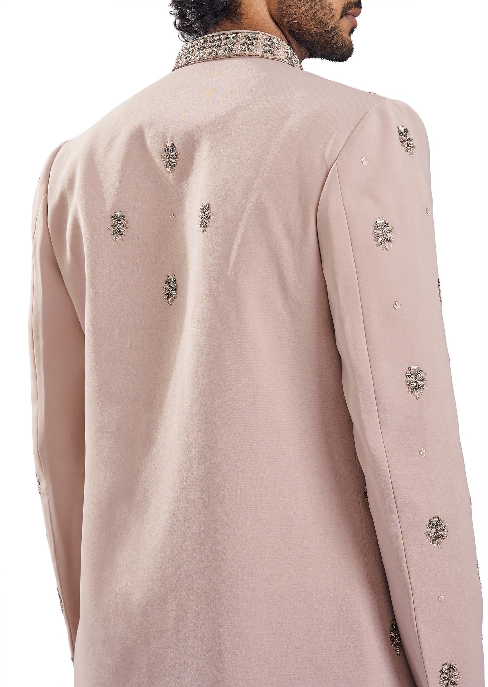 Peach Zardosi Indo Western Mens Set - Image 4