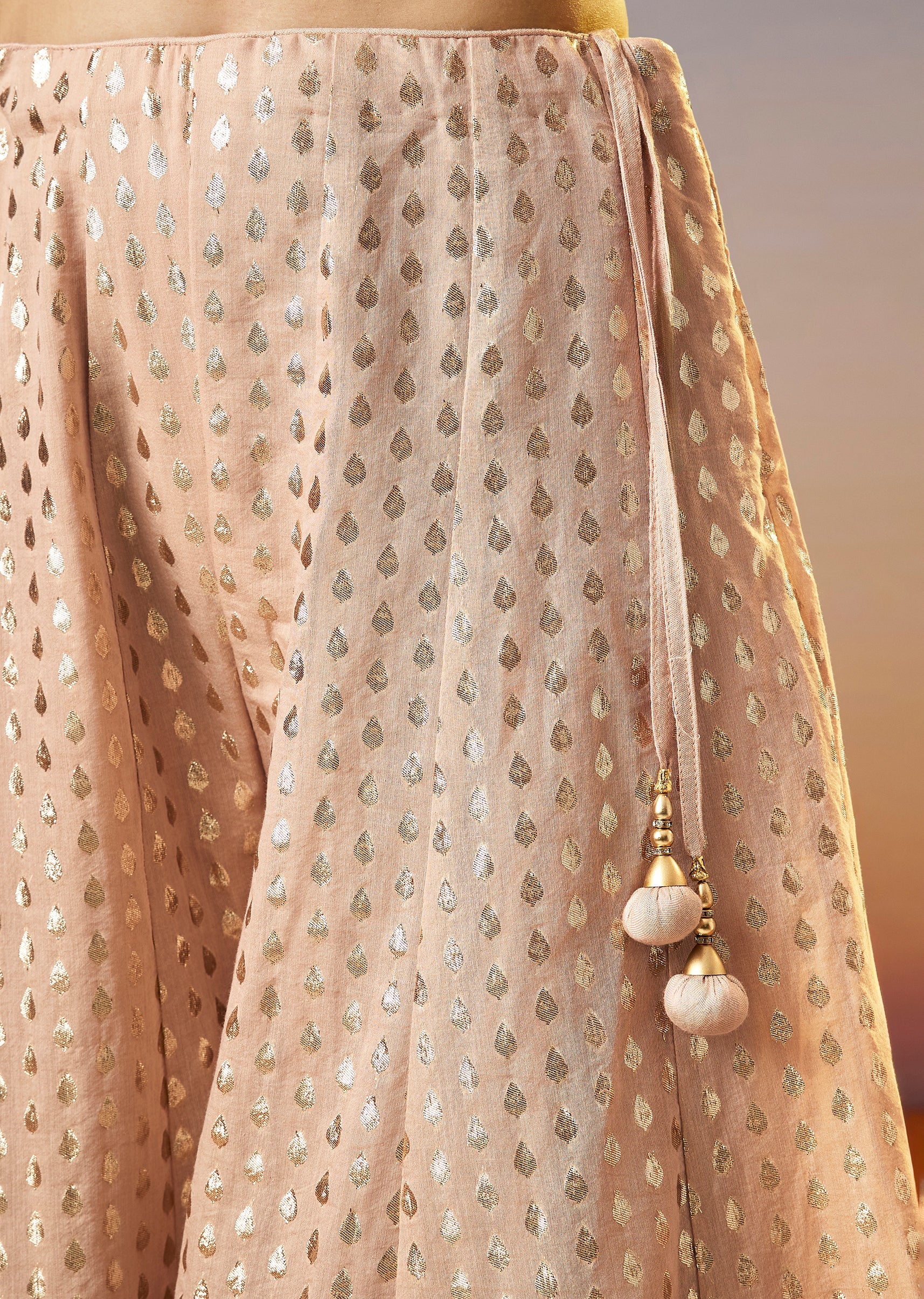 Peach Zardosi Organza Palazzo Suit With Dupatta - Image 6