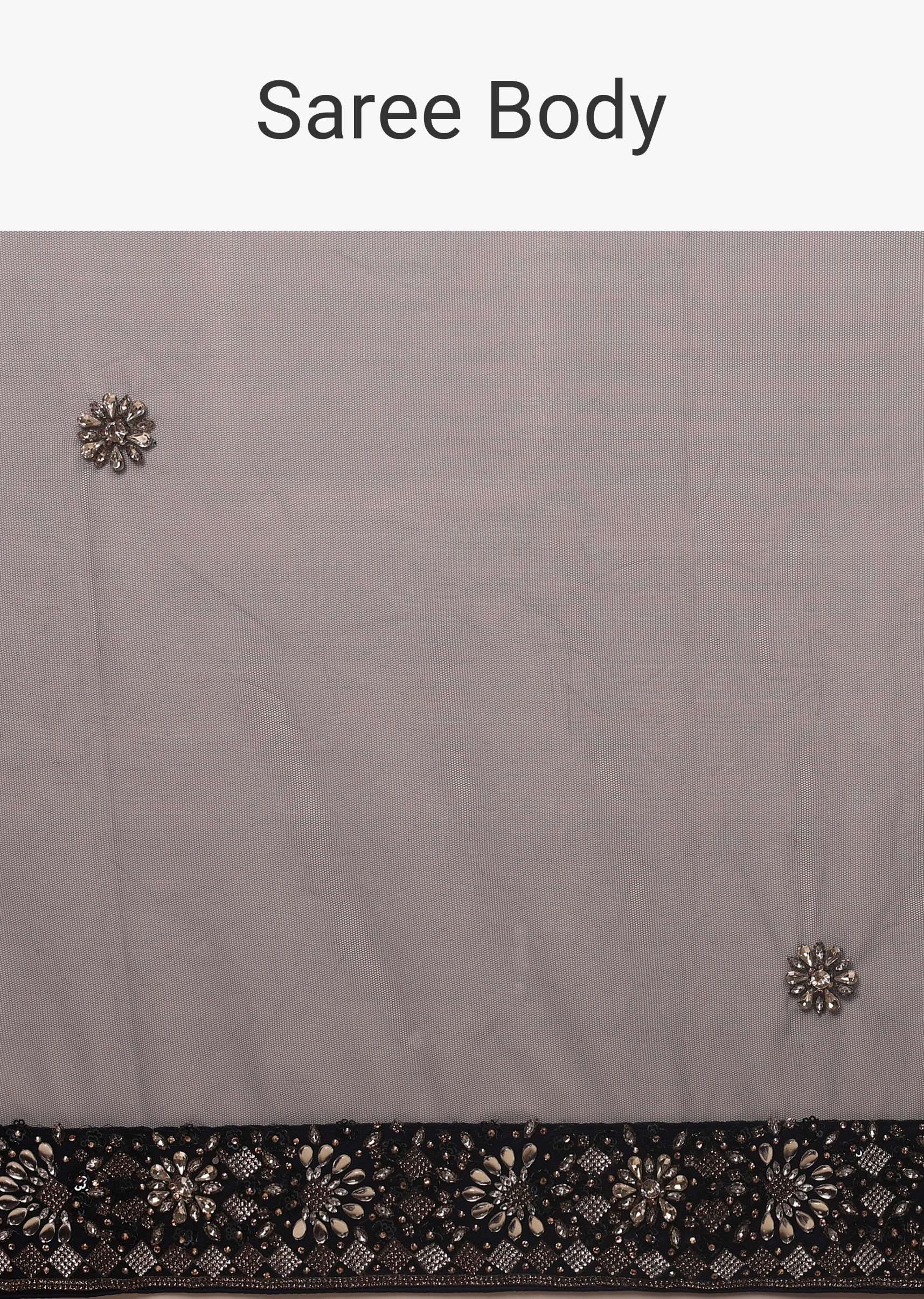 Peacoat Blue Saree With The Crop In Stones Embellishment - Image 8